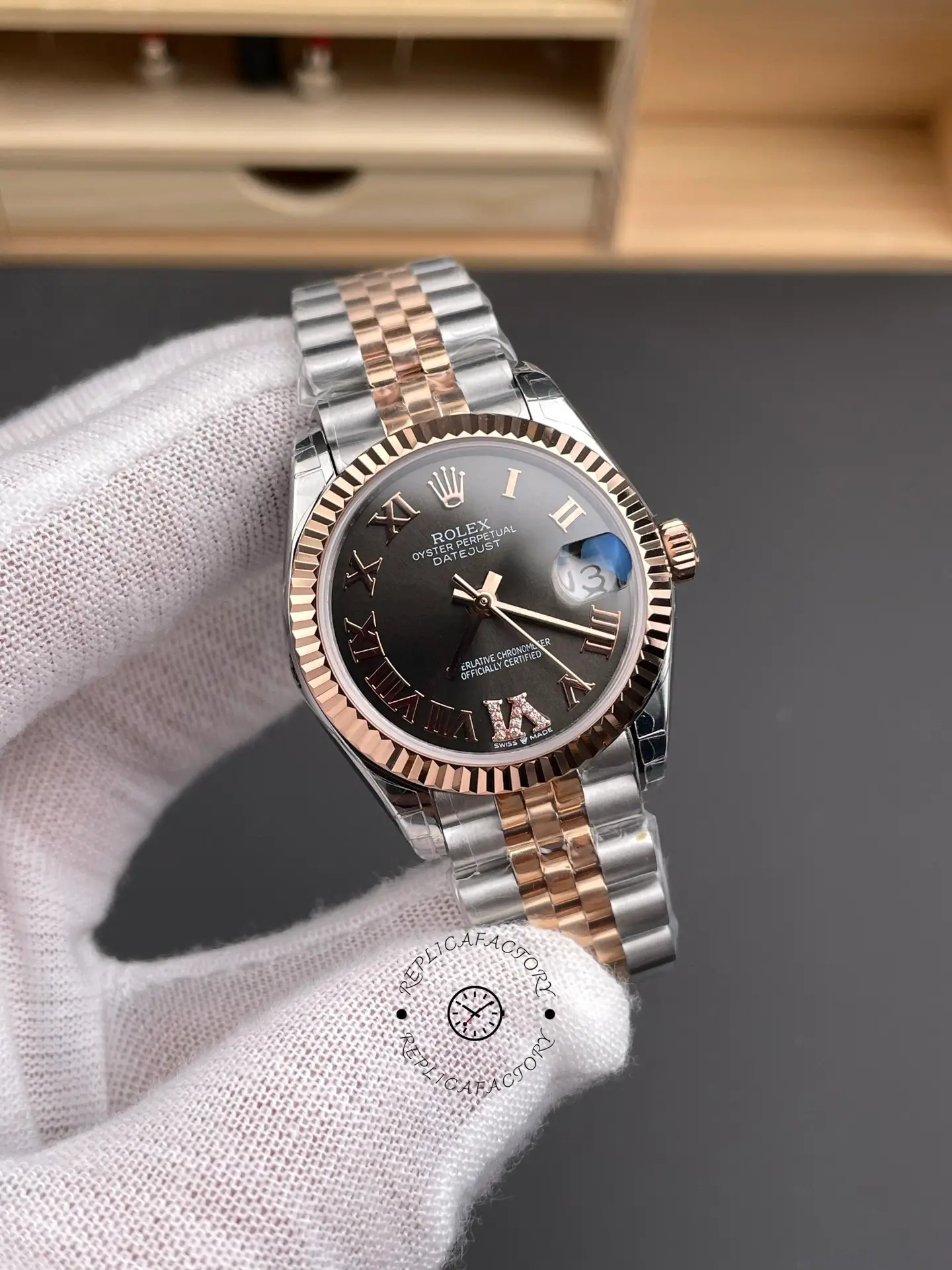 Rolex Datejust 31 Slate Grey Dial Diamond VI 278271 0030 Women's Watch