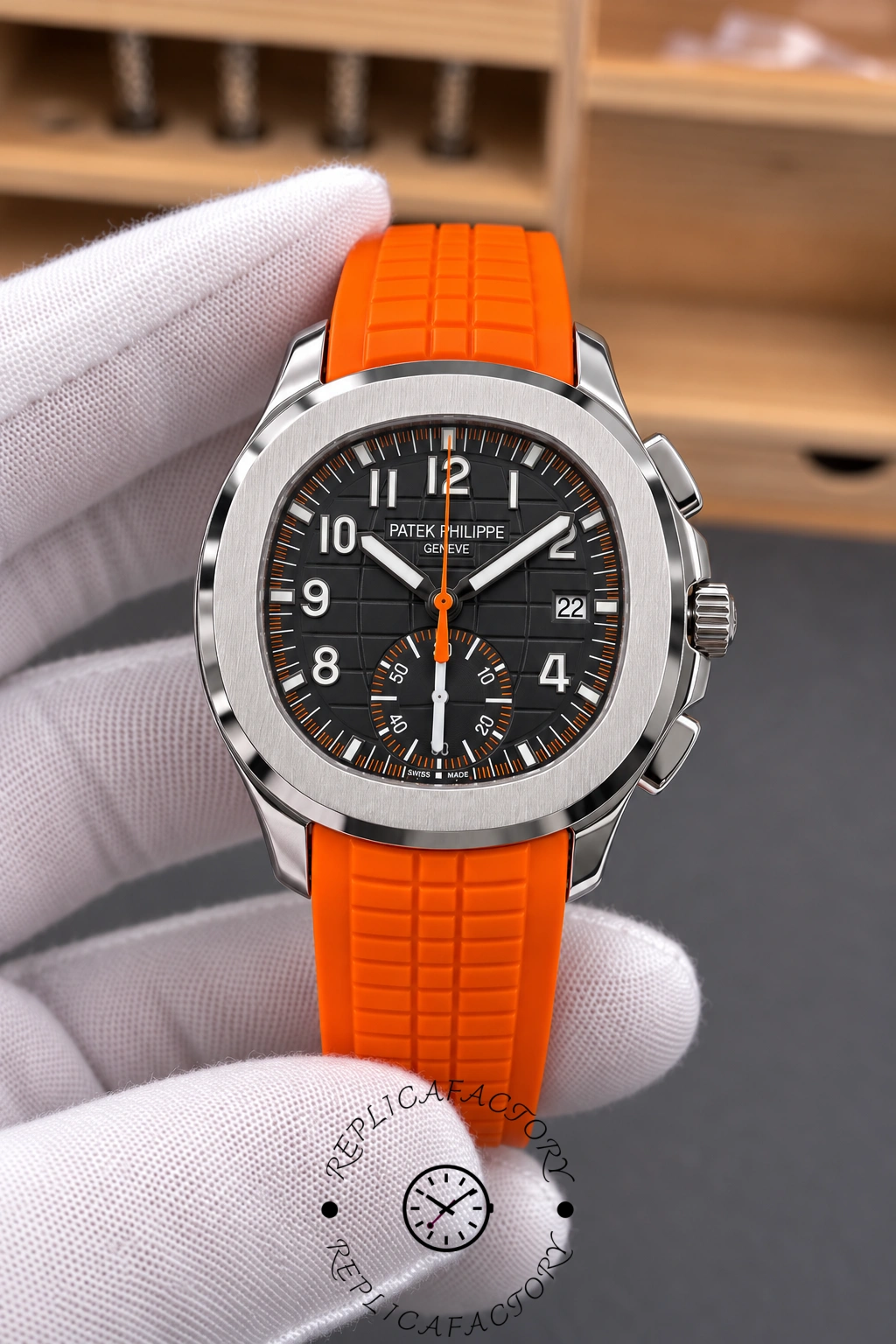 Replica Patek Philippe Aquanaut 5968A 001 Chronograph Orange Rubber 42mm