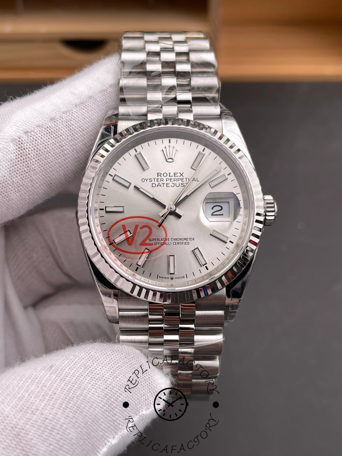 Rolex Datejust 126234 Fluted Bezel Silver Index Dial 36MM Unisex Replica Watch