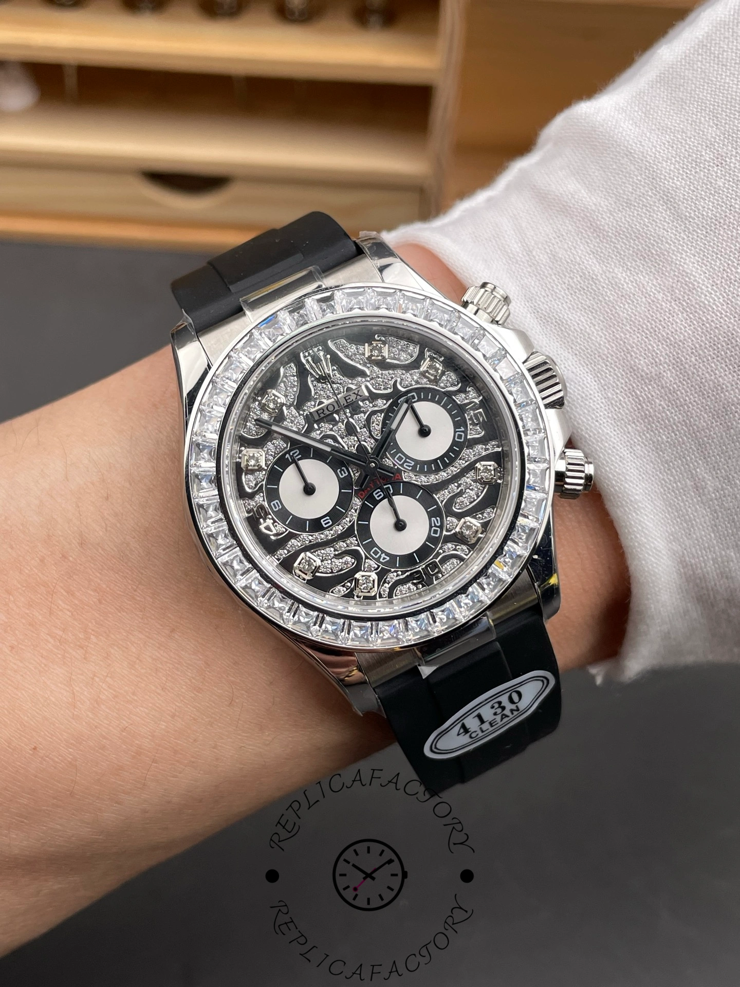Rolex Daytona 40mm Eye of the Tiger White Gold Diamond Dial Oysterflex 116589TBR