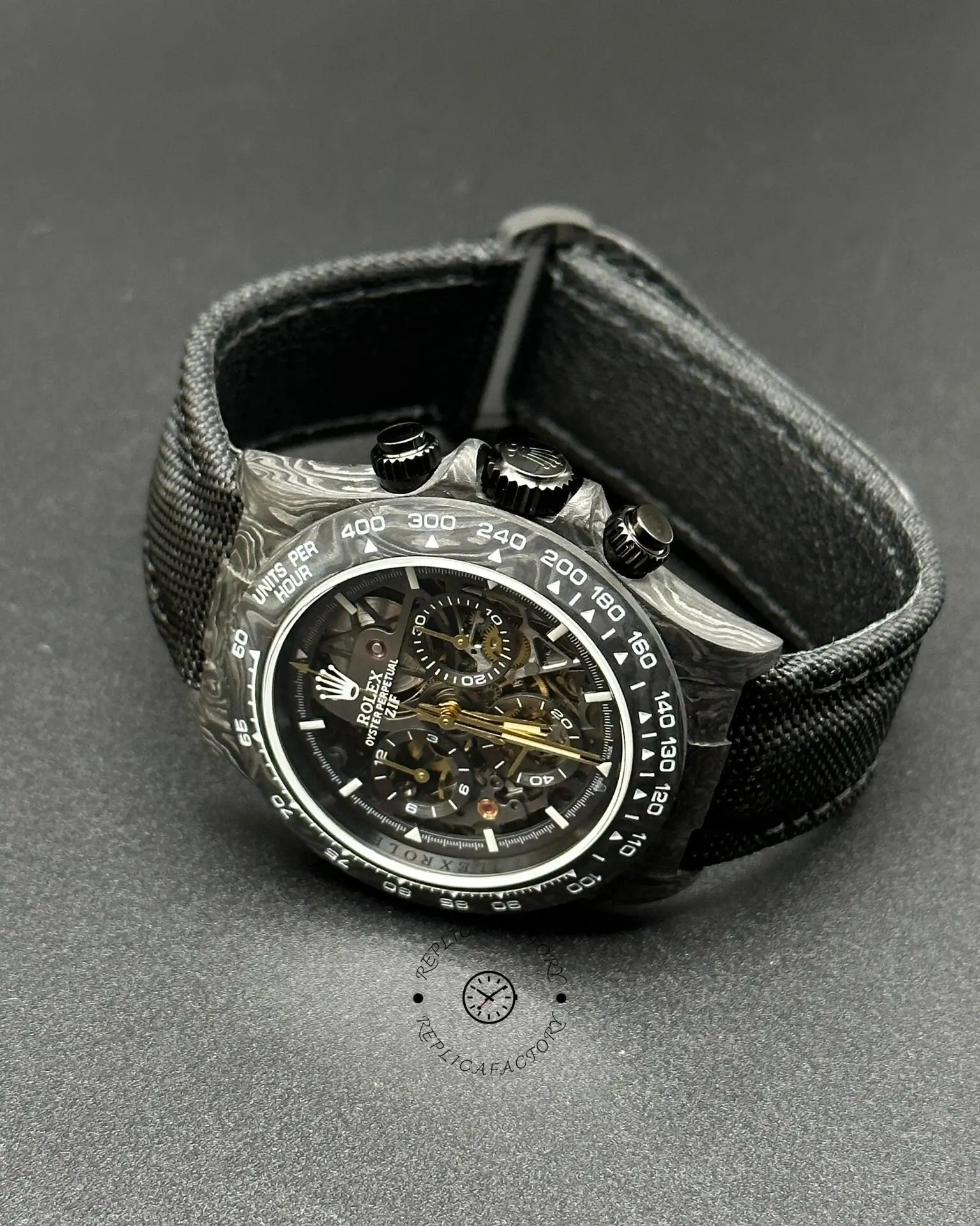 Rolex Daytona DIW Carbon Fiber Skeleton Black Replica Watch