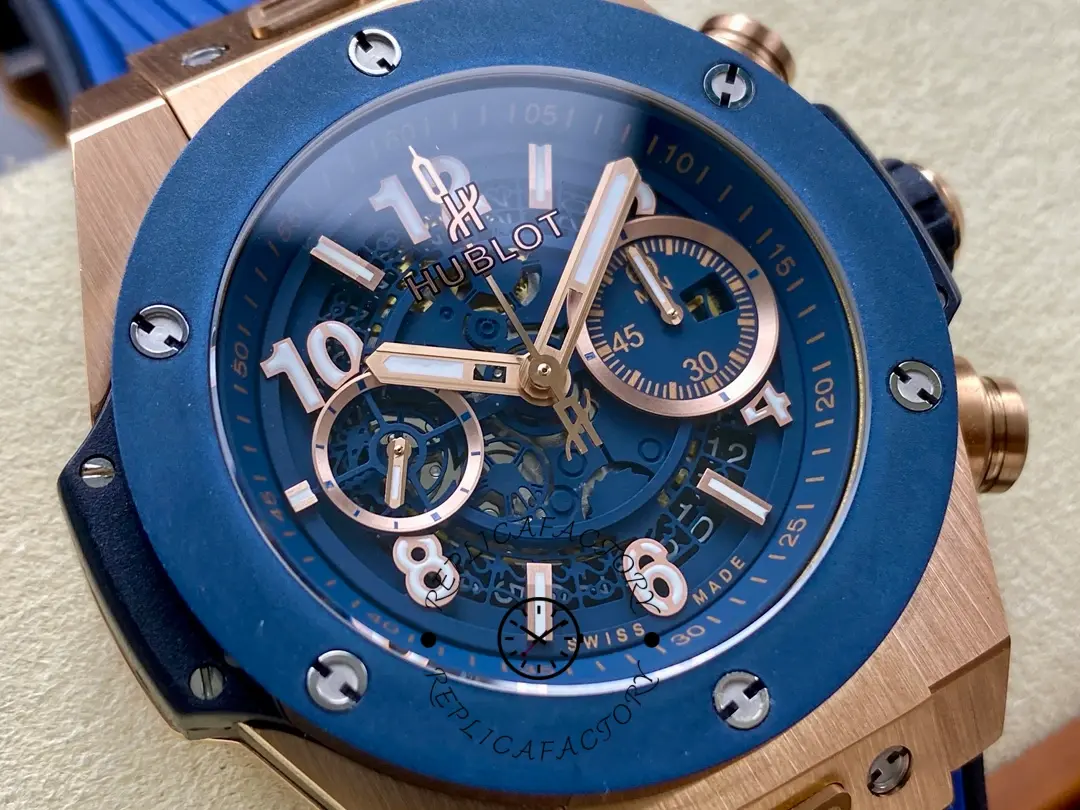 Replica Hublot Big Bang Unico King Gold Blue Ceramic 421.OL.5180.RX