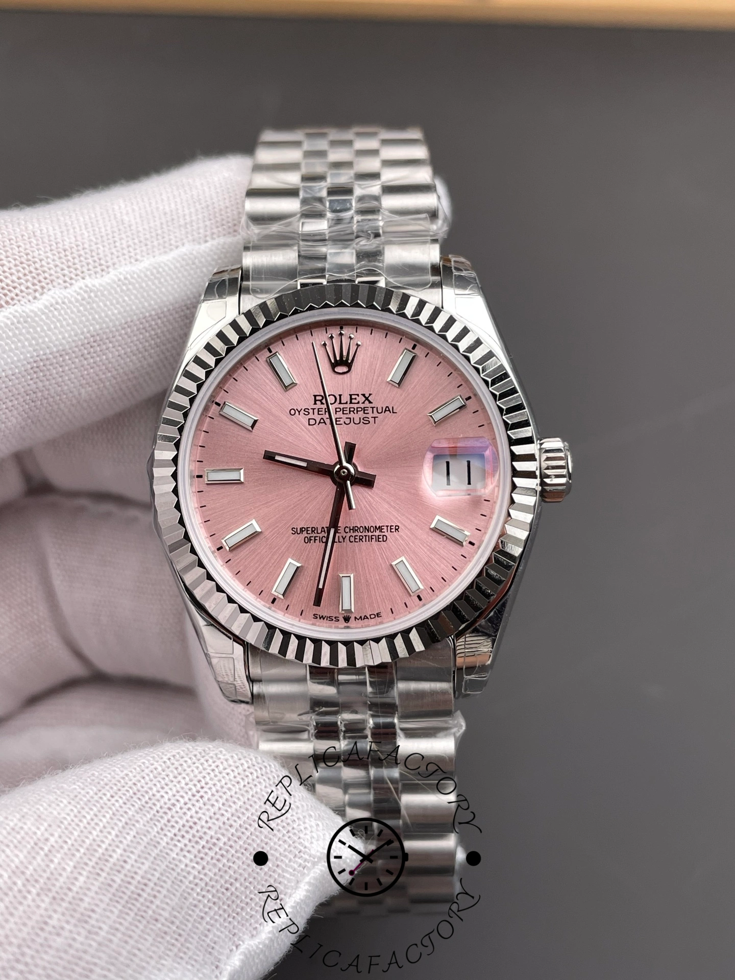 Rolex Datejust 31 Stainless Steel and White Gold Pink Dial M278274 0014 Women's Watch