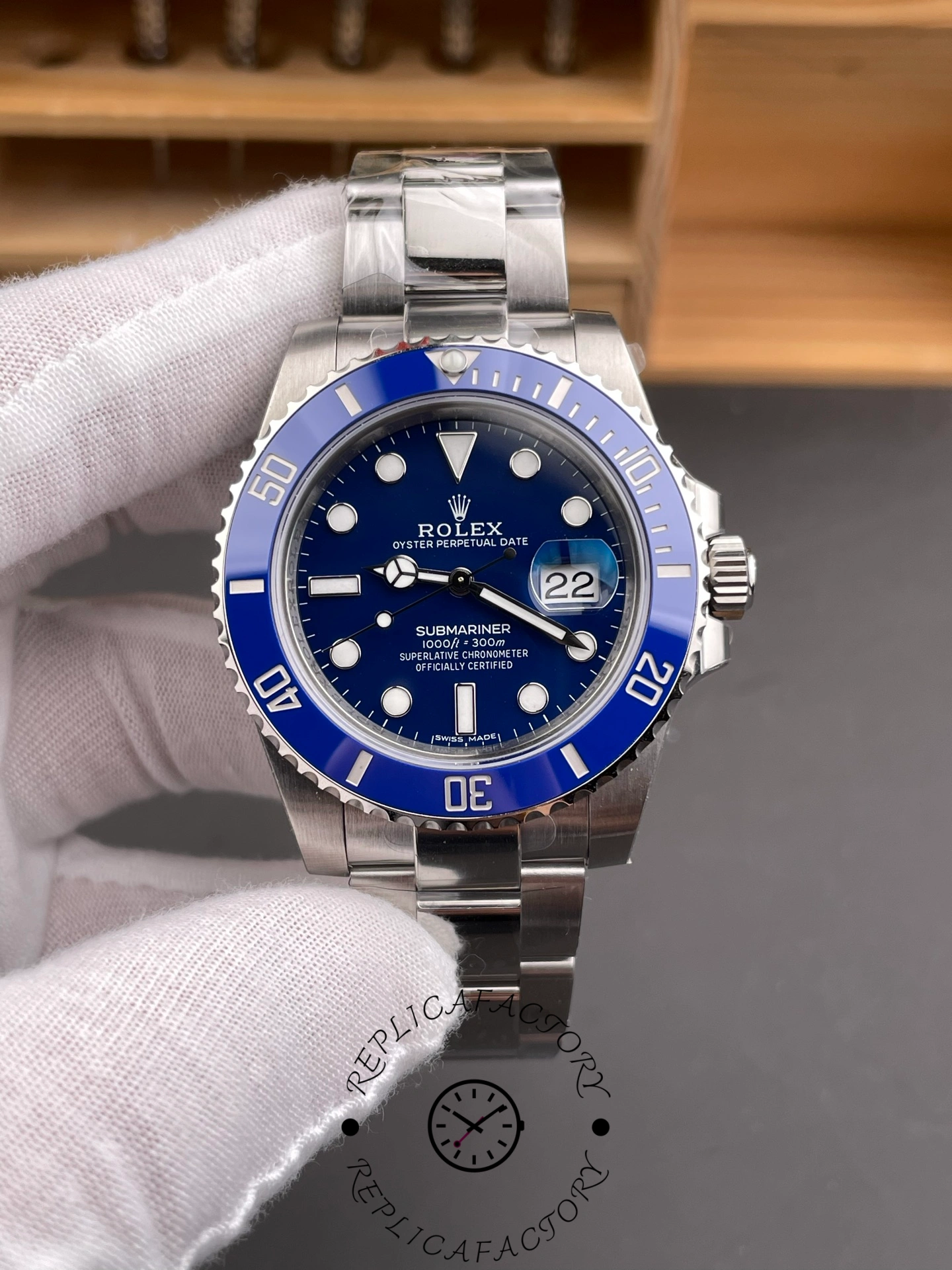 Rolex Submariner 116619LB White Gold Blue Dial 40mm Mens Replica Watch
