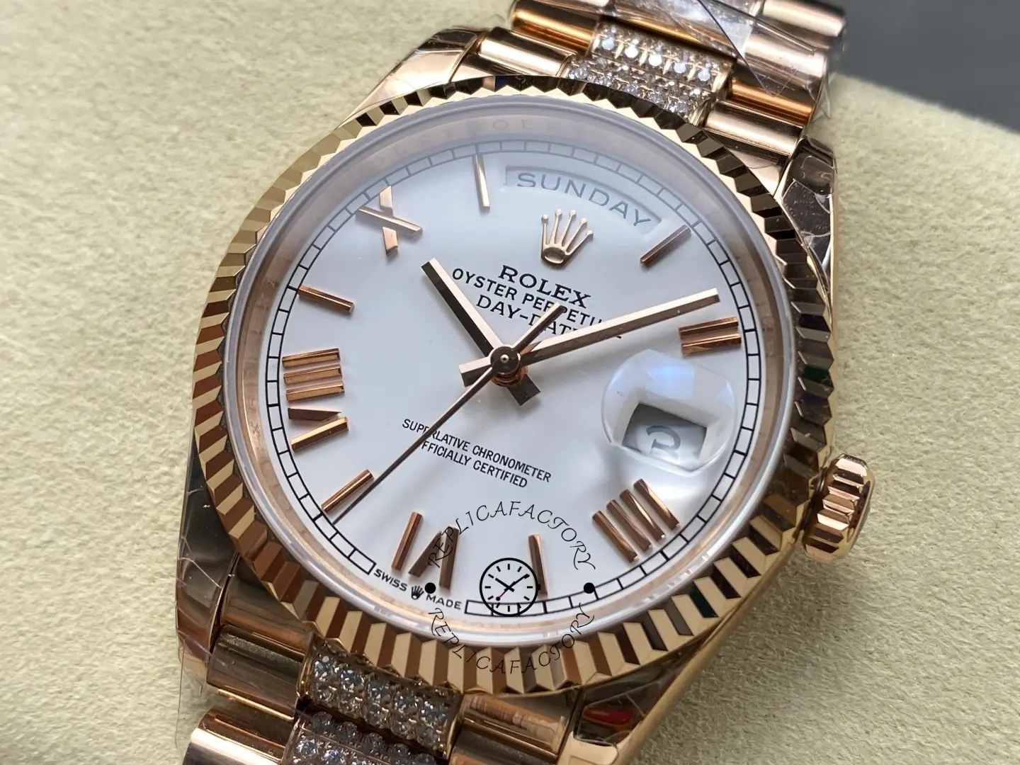 Rolex Day-Date 36 Automatic White Roman Dial Replica 128235 0071
