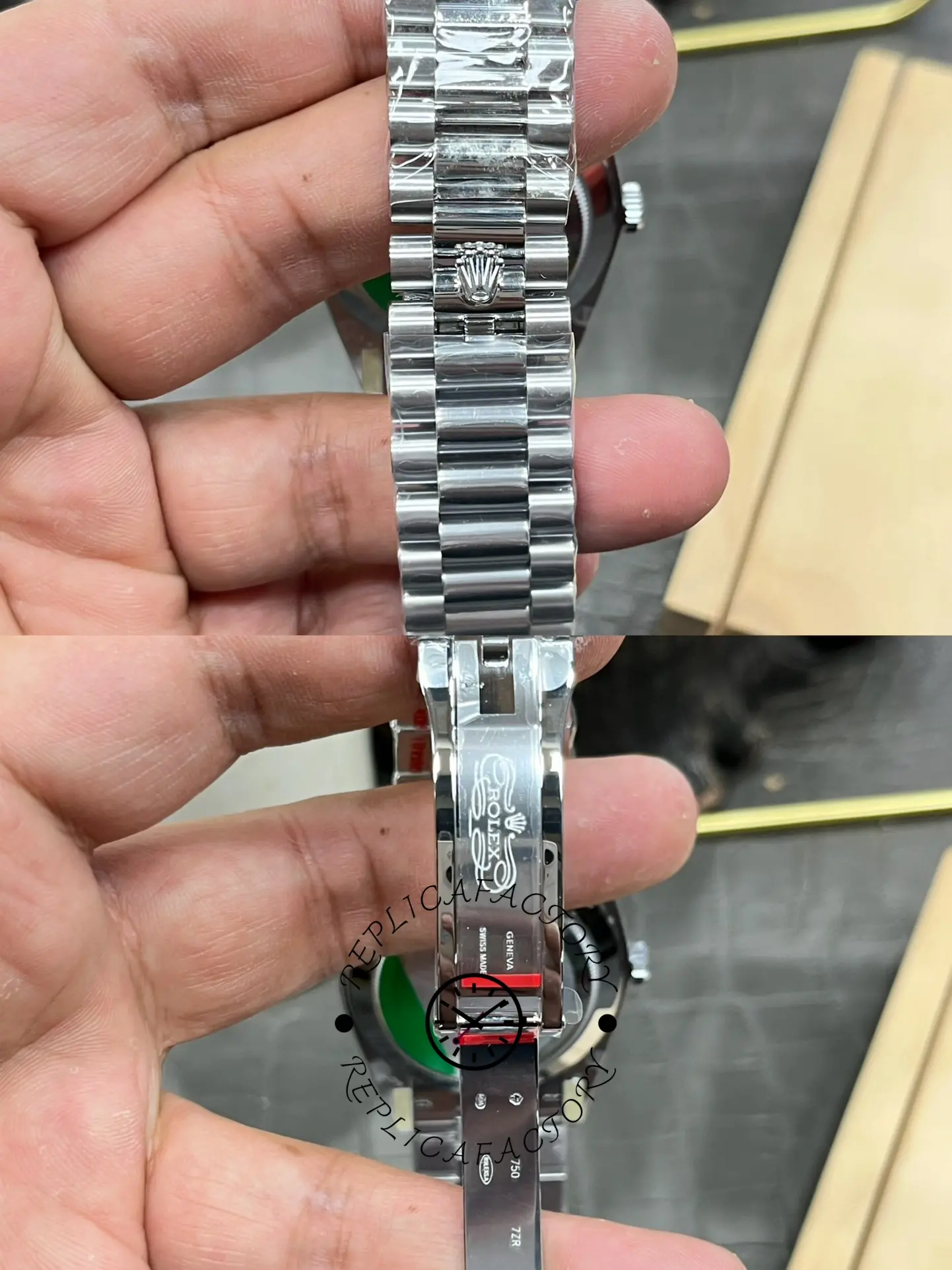 Rolex Day-Date 40mm 228239 0005 Black Diamond Dial Fluted Bezel Mens Replica Watch