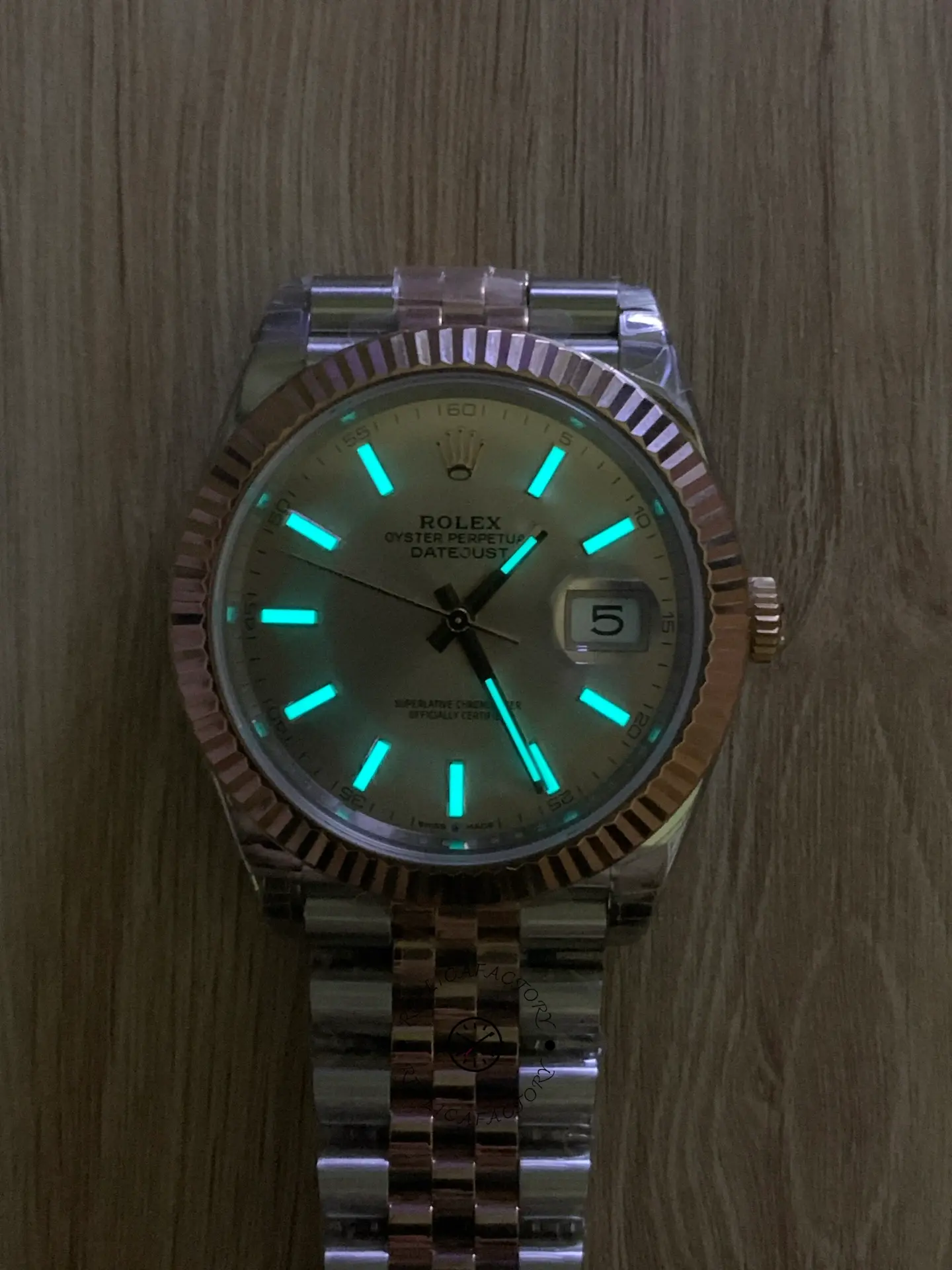 Rolex Datejust 41mm Two Tone Rose Gold Jubilee Band Sundust Index Dial 126331 0010