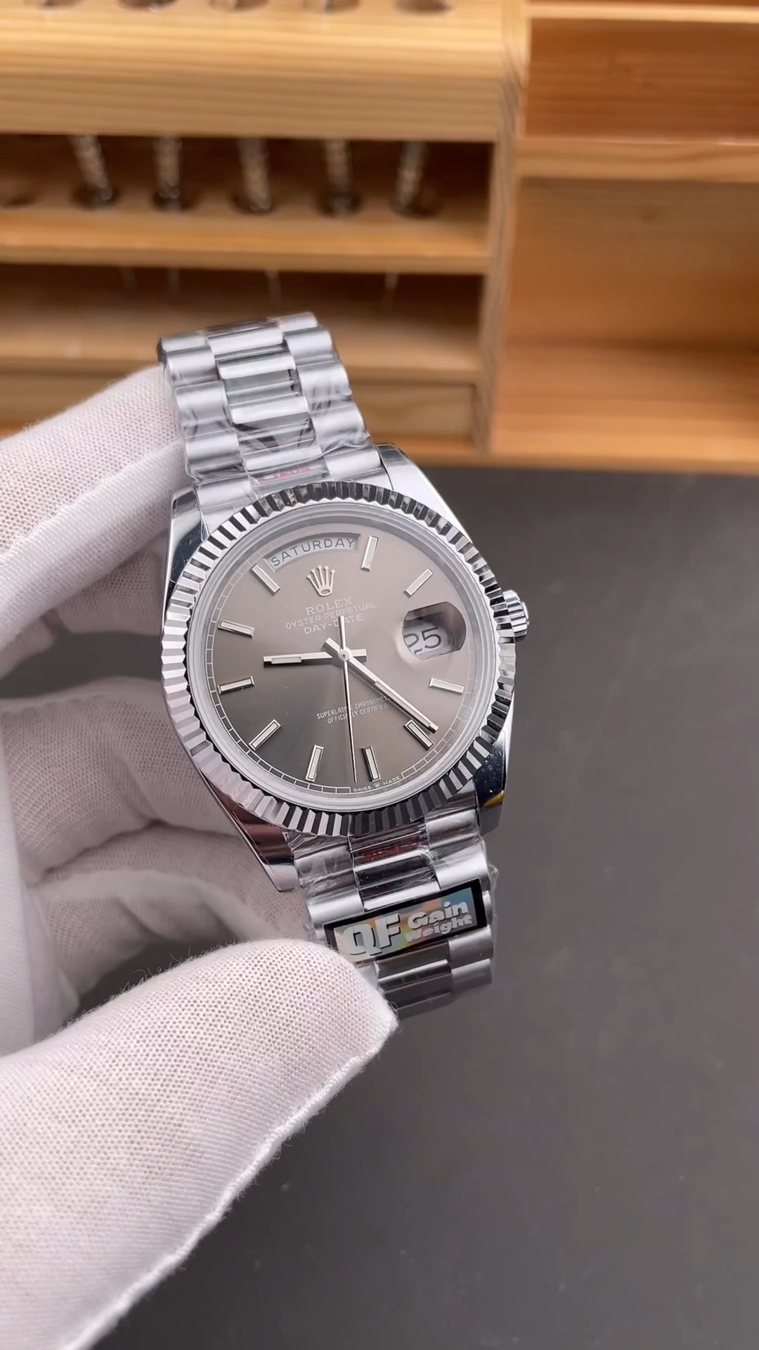 Rolex Day Date 40 18K White Gold Slate Dial M228239 0060 Men's Watch