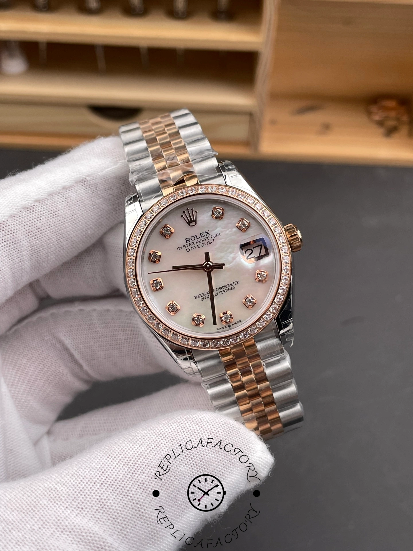 Rolex Datejust 31mm Stainless Steel and Rose Gold 278381RBR Mop Diamond Jubilee