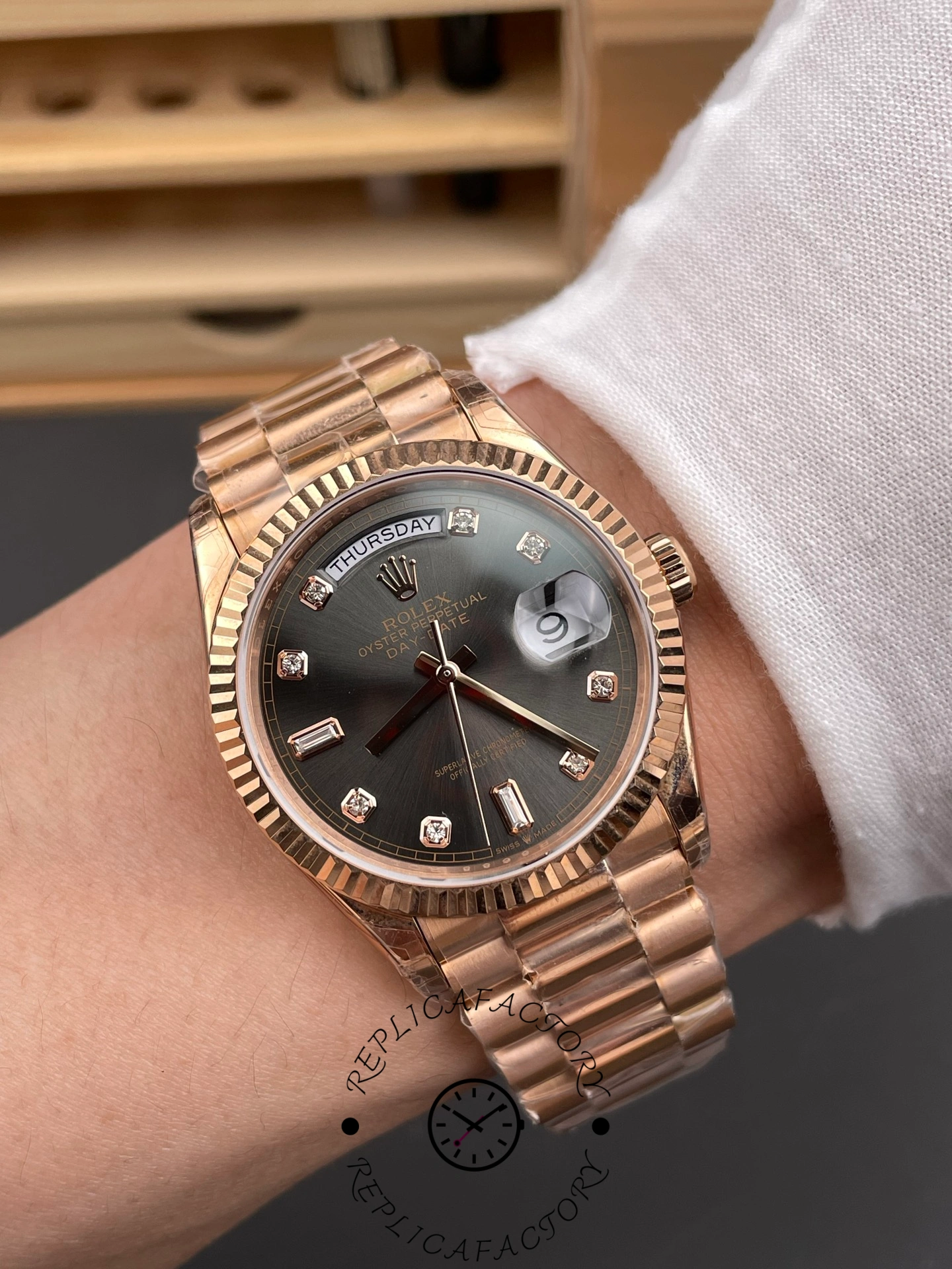 Rolex Day-Date 36 President Slate Diamond Dial m128235-0050