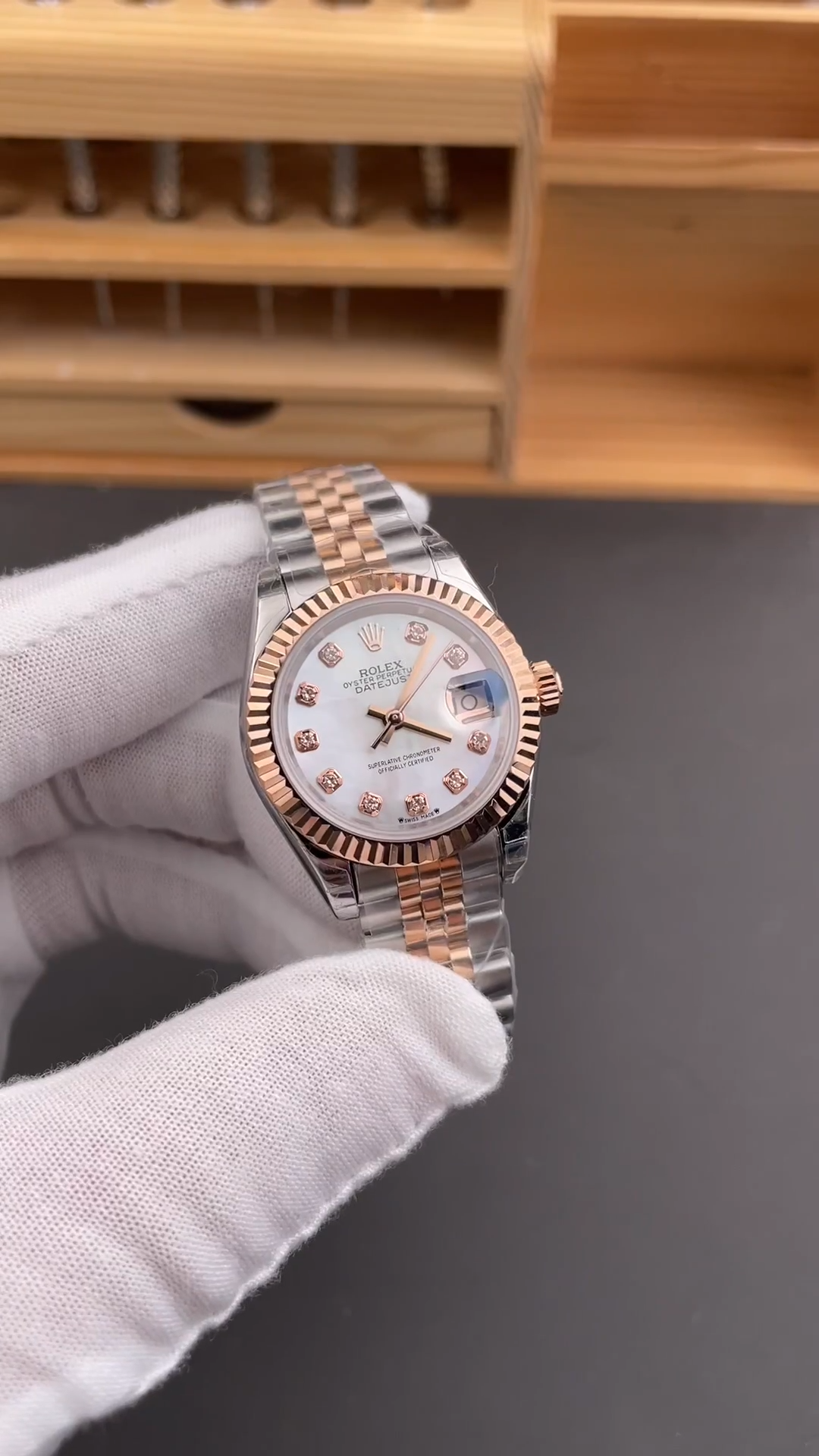 Rolex Datejust 28mm Stainless Steel and Everose Gold 279171 0013 Mop Diamond Jubilee