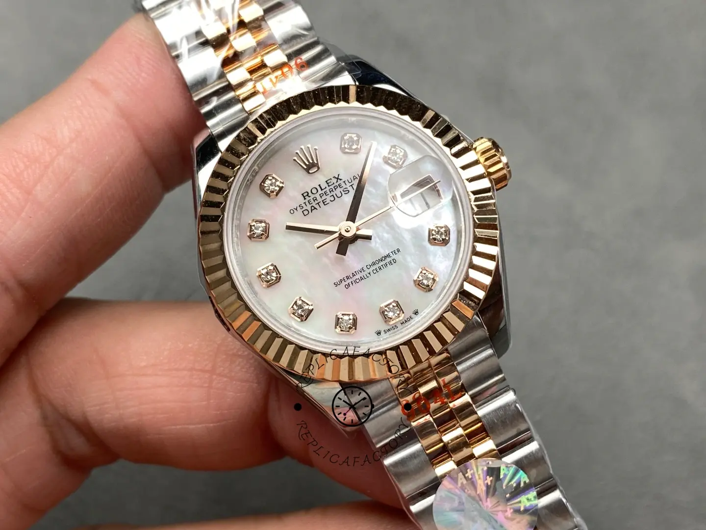 Rolex Datejust 28mm Stainless Steel and Everose Gold 279171 0013 Mop Diamond Jubilee