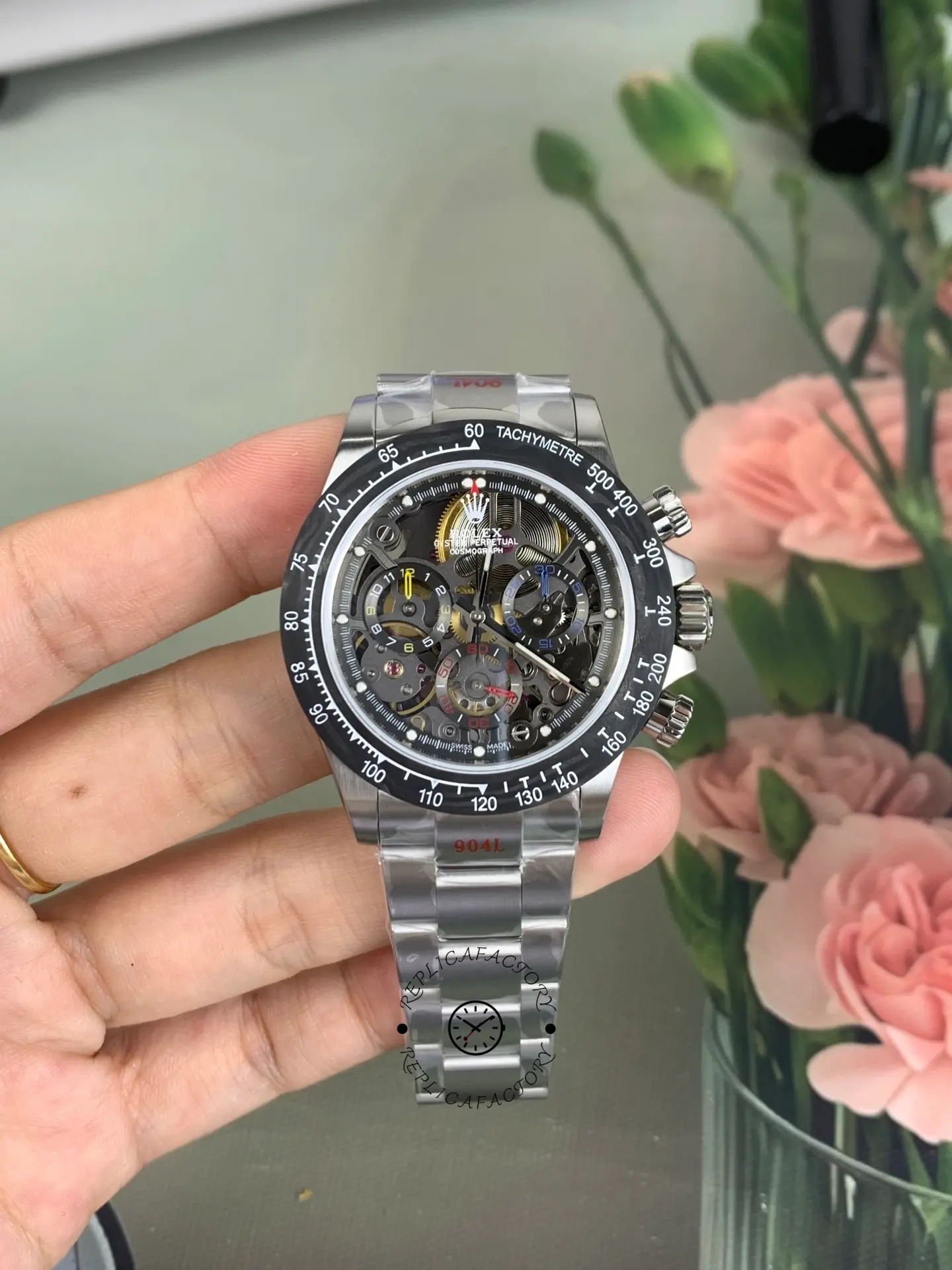 Rolex Daytona 116520 ADG Skeleton Dial Steel Bracelet Steel Case Replica Watch