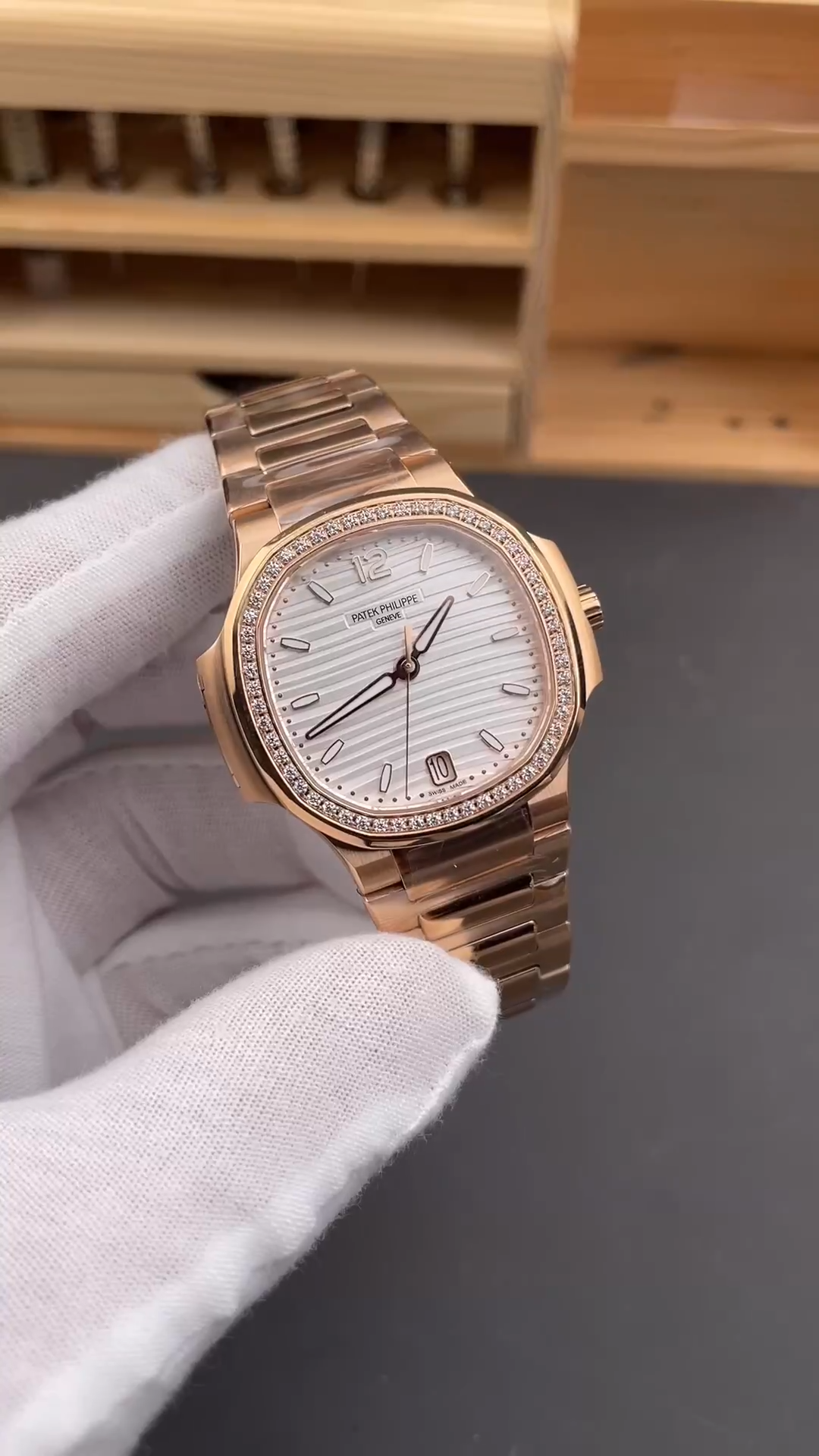 Patek Philippe Nautilus Ladies Rose Gold & Yellow Gold Silver Dial 7118 1R 001 35.2mm