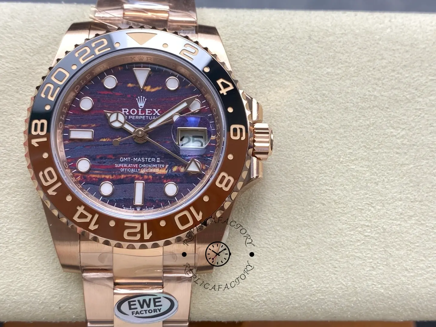 2025 Rolex GMT Master II 18k Everose Gold M126715CHNR 0002 Replica