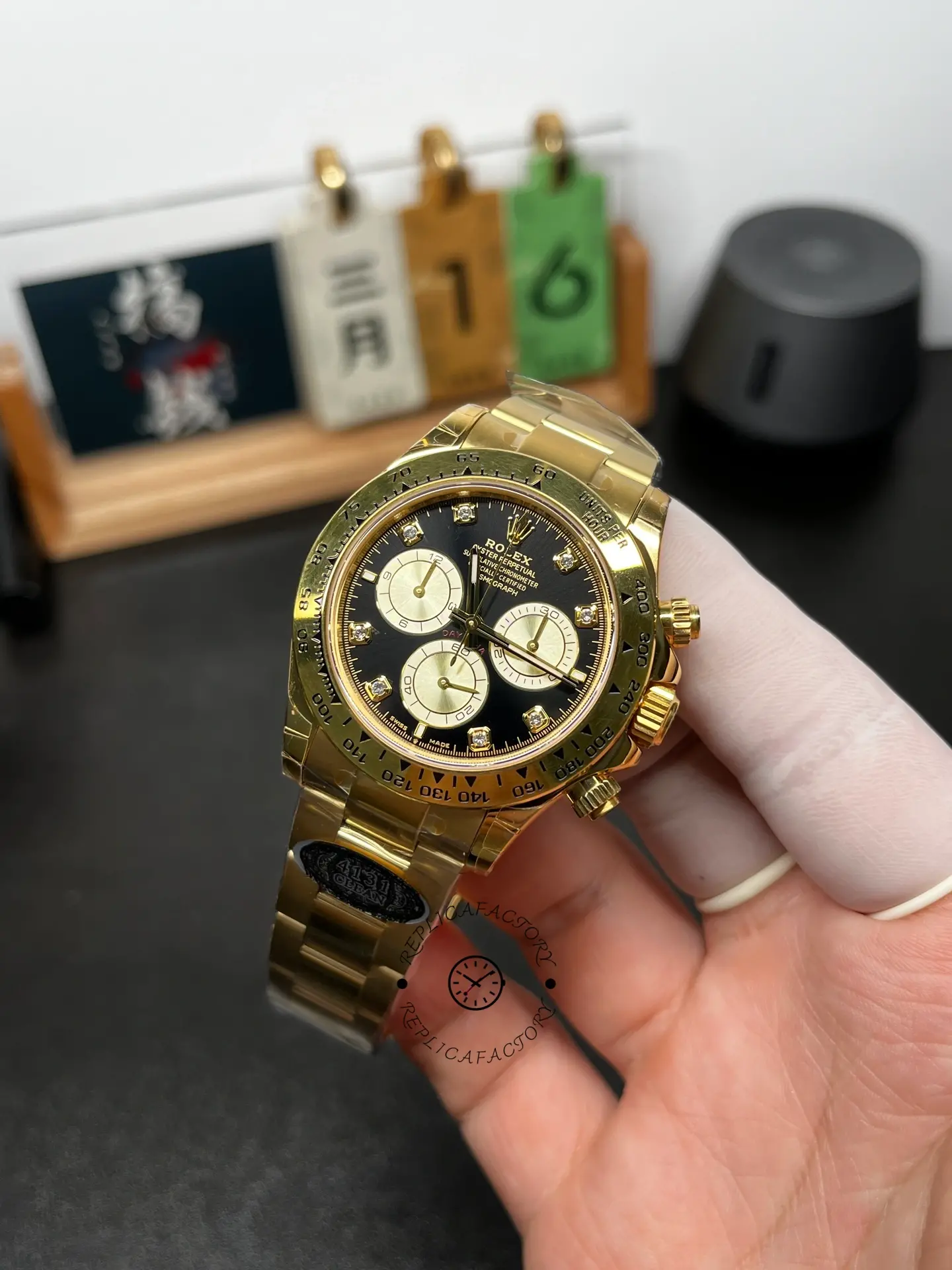Rolex Daytona Cosmograph 126508 0003 Yellow Gold Black Dial Replica Watch