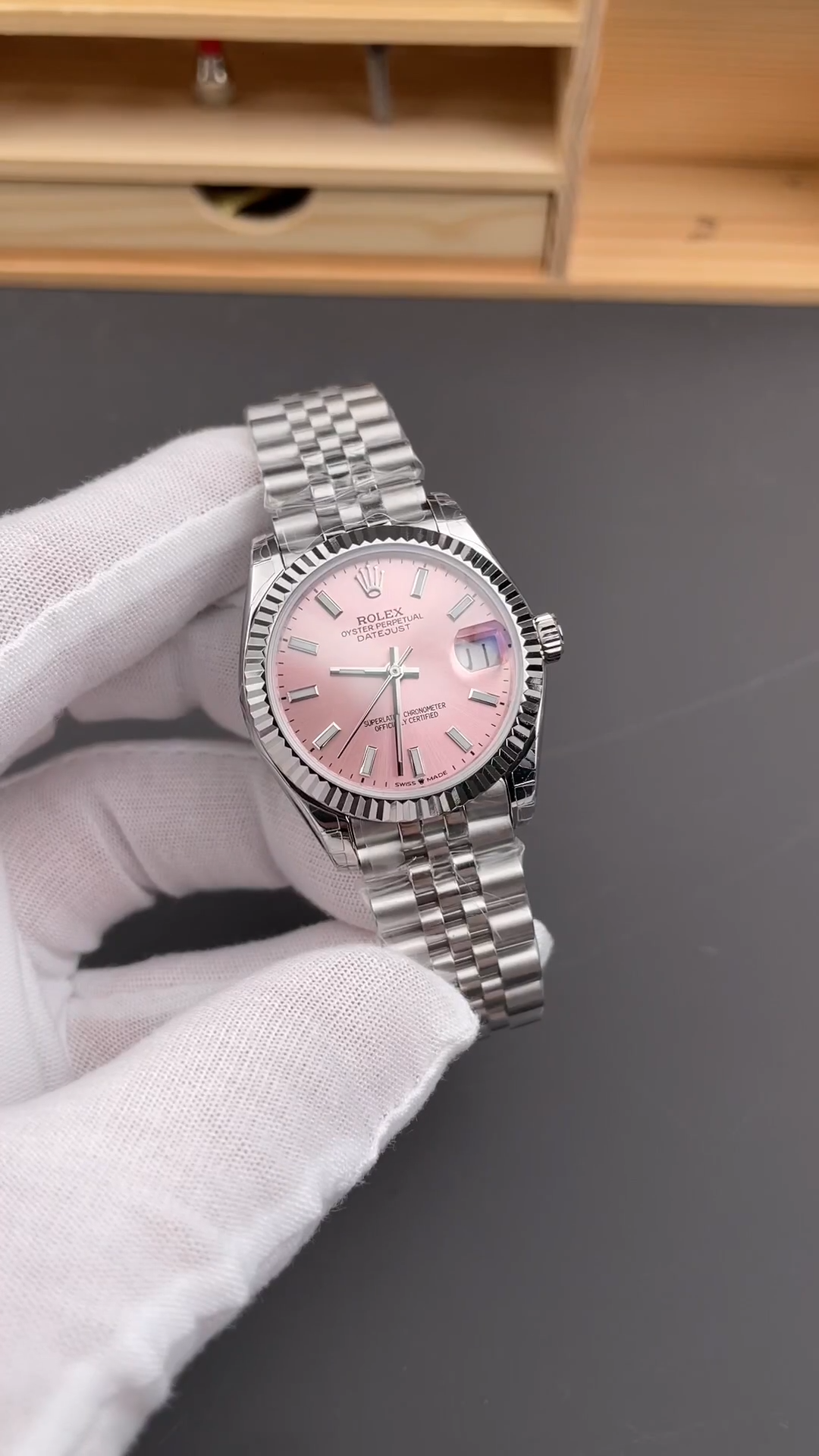 Rolex Datejust 31 Stainless Steel and White Gold Pink Dial M278274 0014 Women's Watch