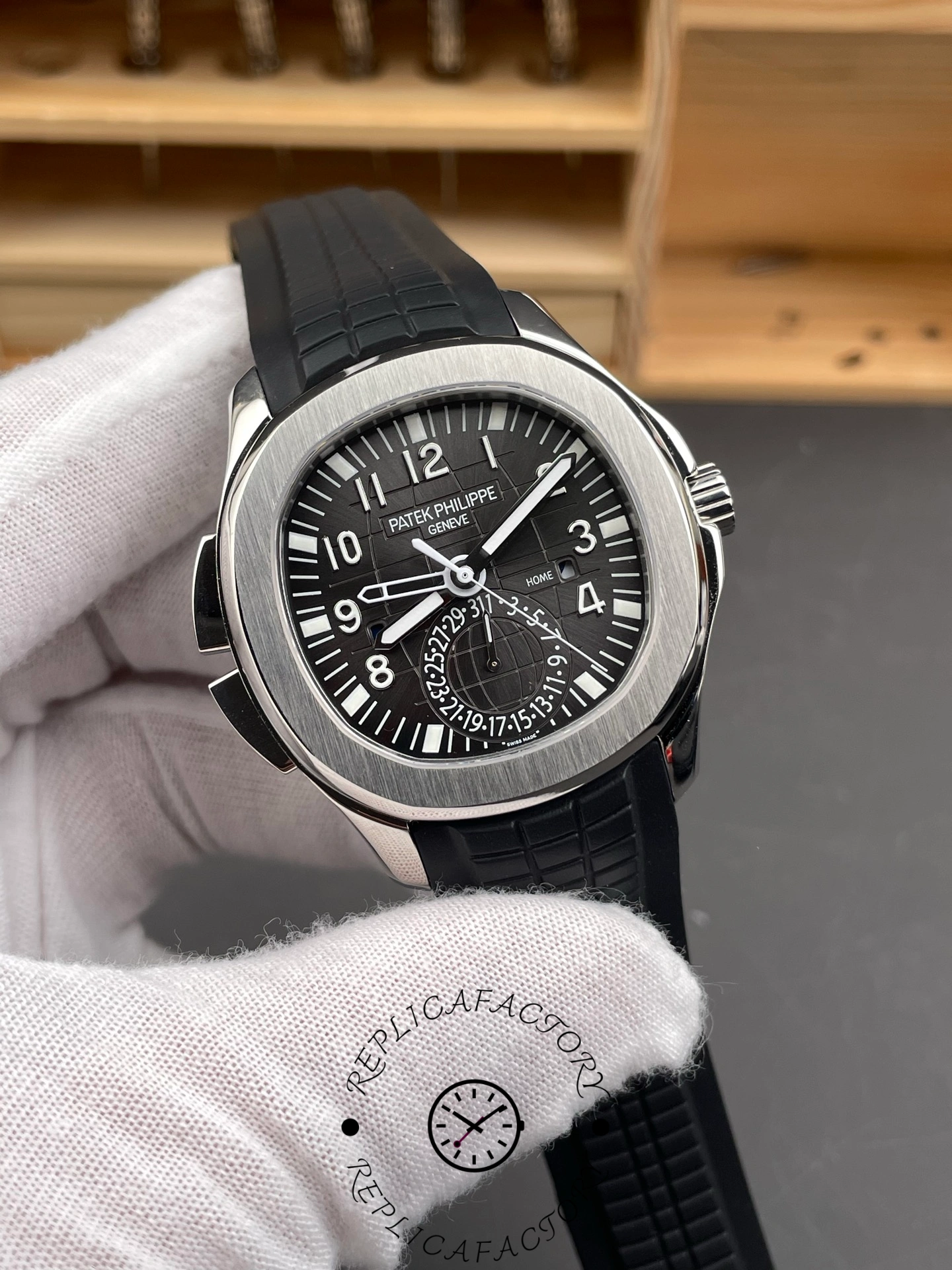 Replica Patek Philippe Aquanaut 5164A 001 Stainless Steel Dual Time 40.8mm Mens Watch