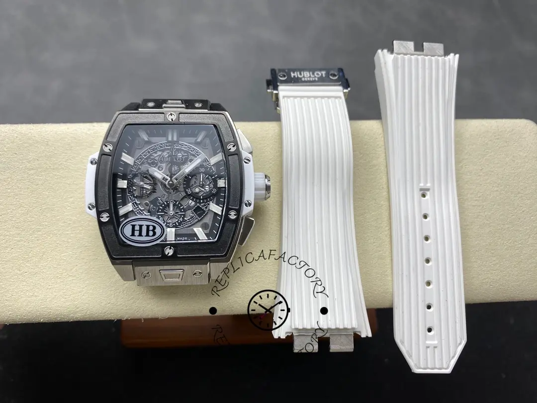 Full set view of Hublot Spirit of Big Bang 642.NM.0170.RX showing watch with strap accessories.