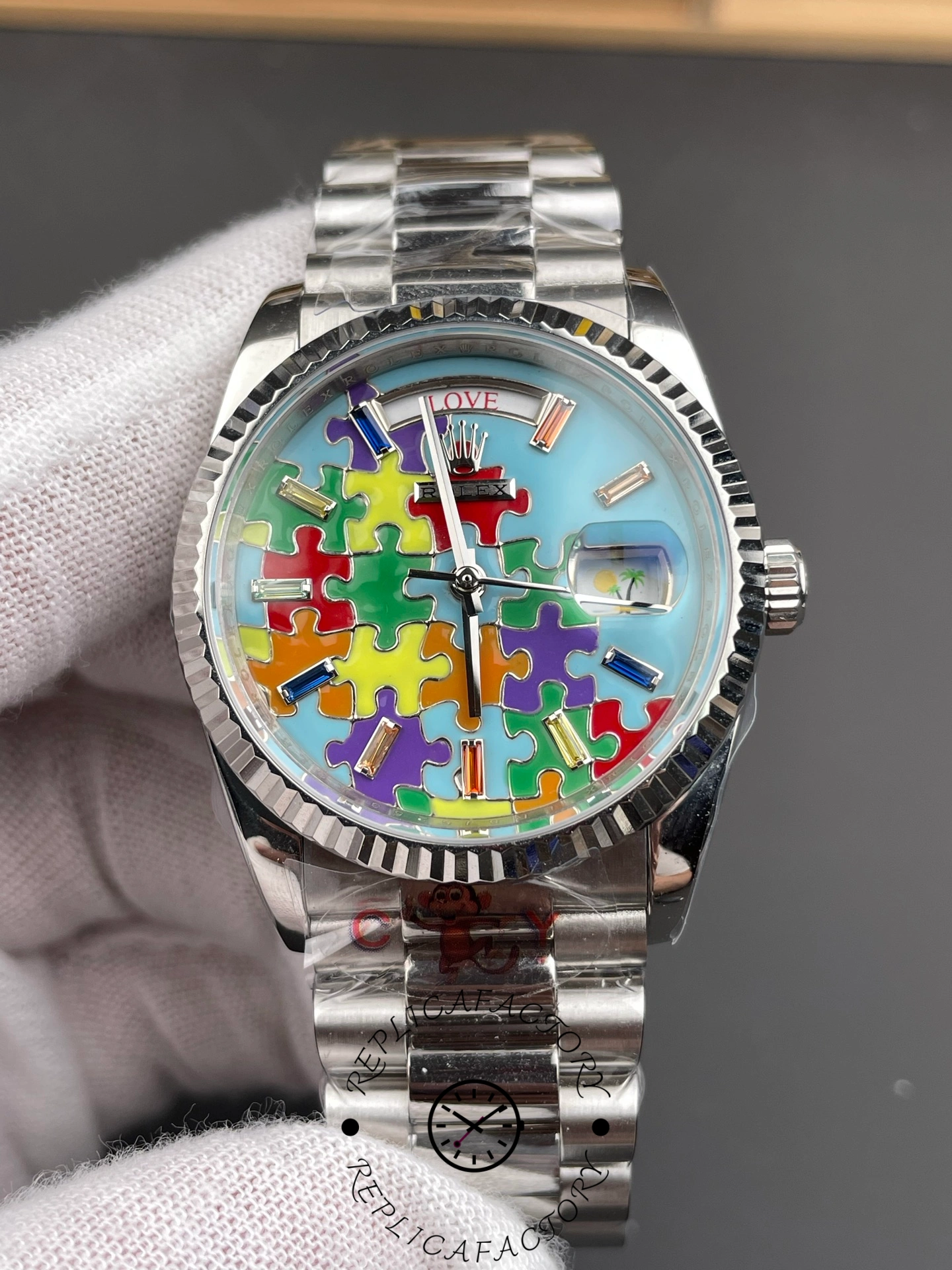Rolex Day-Date 36 President Jigsaw Emoji Puzzle Dial 128239 0056