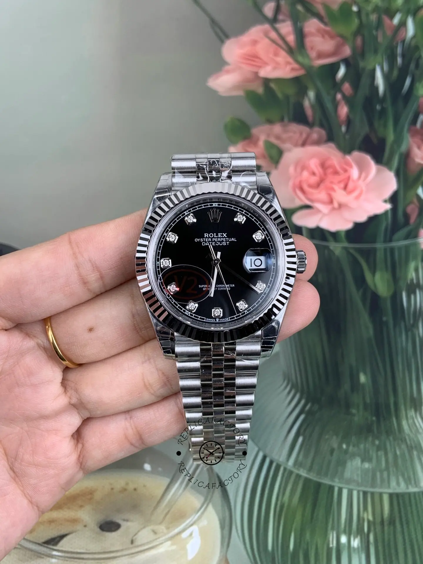 Rolex Datejust 41mm Black Diamond Dial White Rolesor Case m126334 0012 Men's Watch