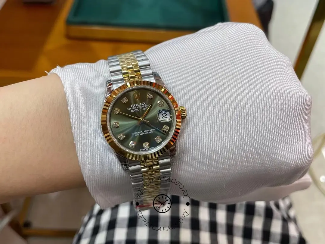 Rolex Datejust 31mm Stainless Steel and Yellow Gold 278273 0030 Green Jubilee