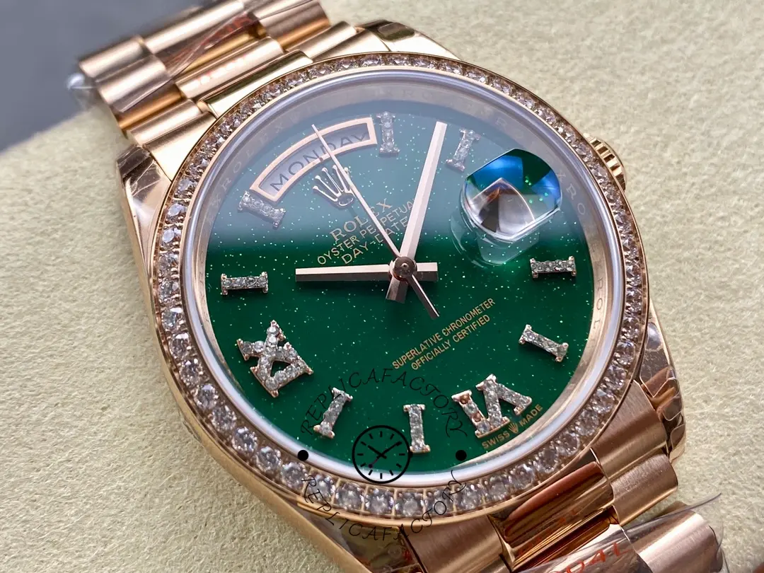 Rolex Day Date Oyster 36 mm Everose Gold Diamonds Bezel M128345RBR 0068