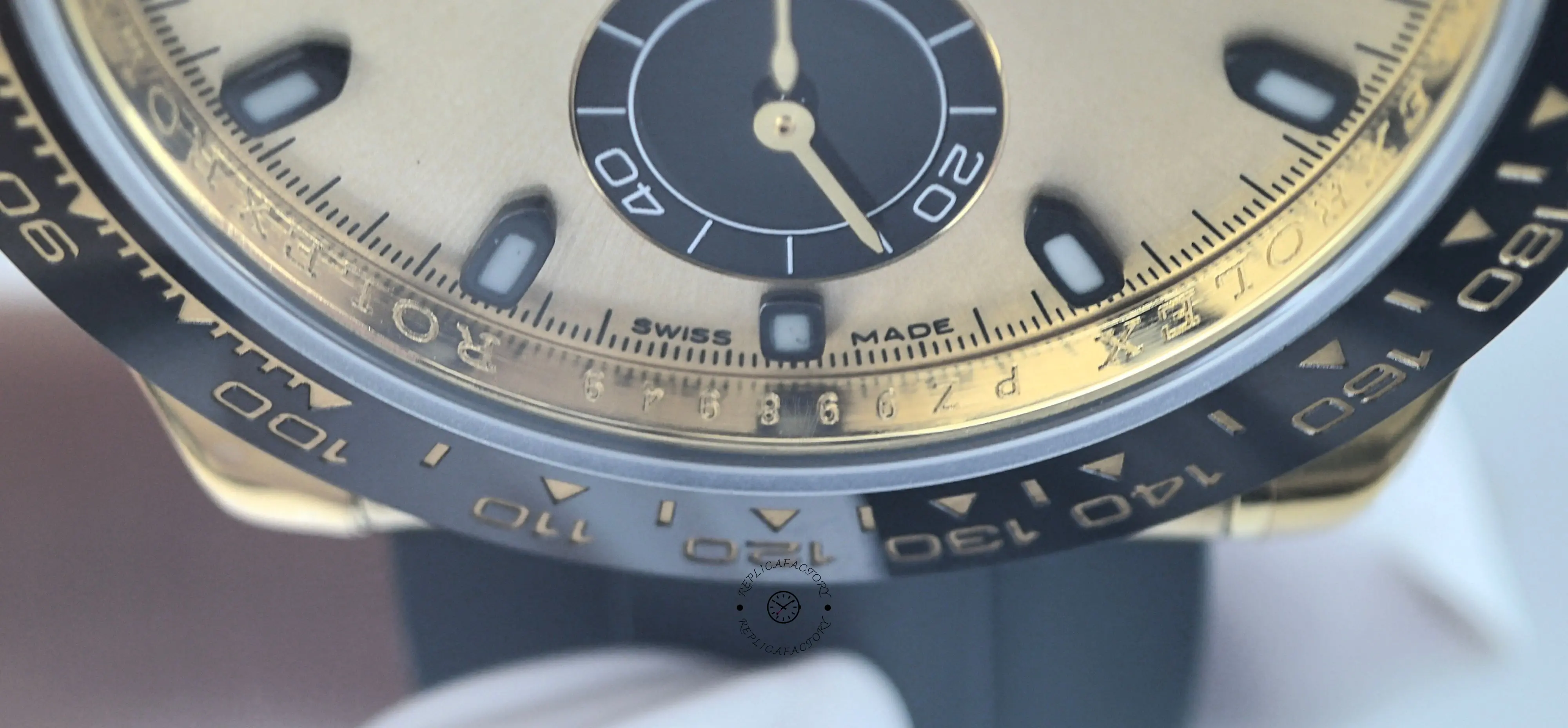 Macro bezel detail of Rolex Daytona 116518LN showing tachymeter scale and dial edge.