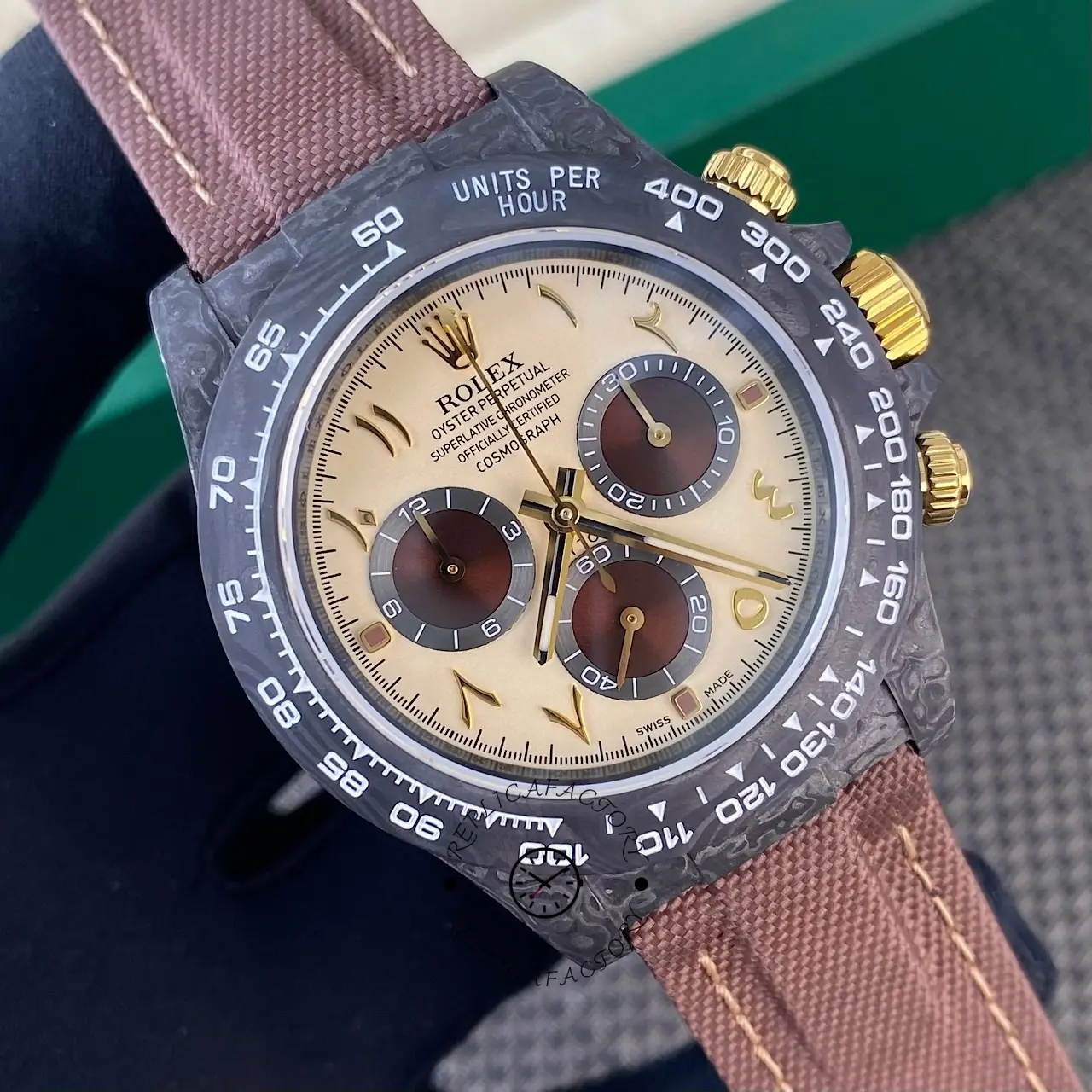 Rolex Daytona DIW Desert Eagle Arabic Carbon Fiber Customised Cream Dial 40 mm