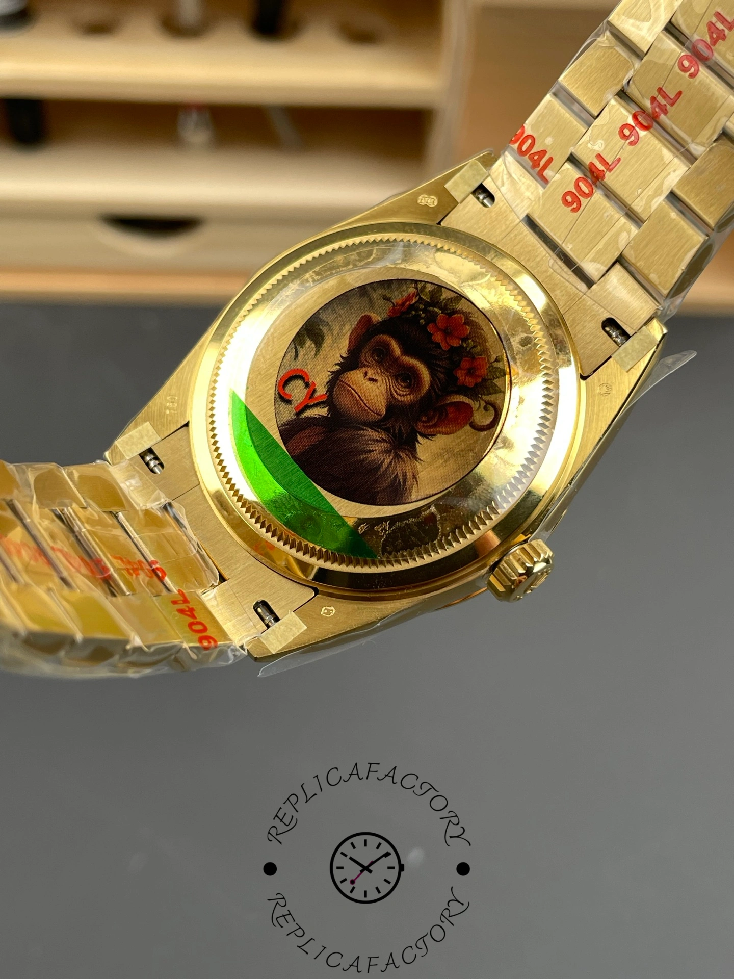 Rolex Day Date 128238-0106 36mm Yellow Gold Fluted Bezel Emoji Puzzle Dial