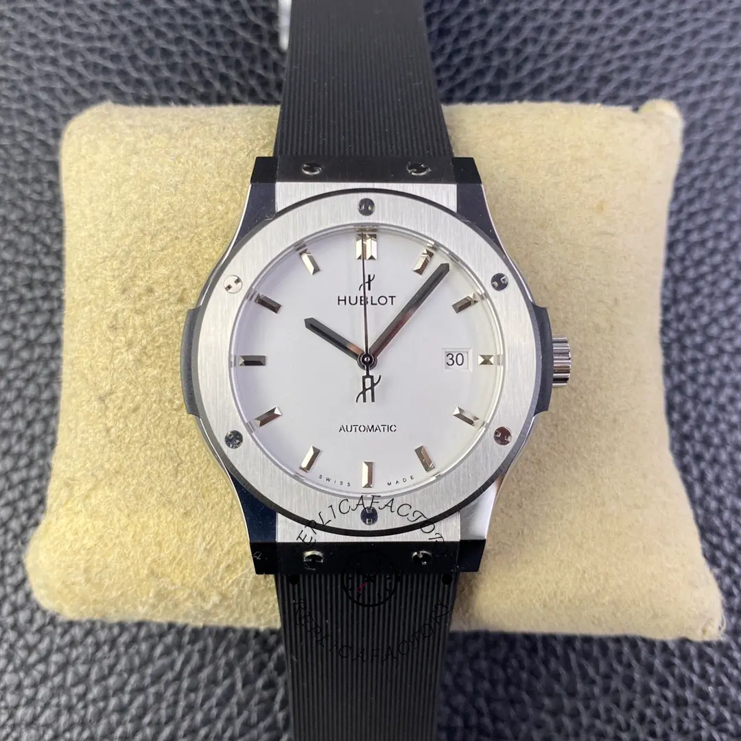 White dial Hublot Classic Fusion 511.CO.1181.RX on cushion, full watch face view.