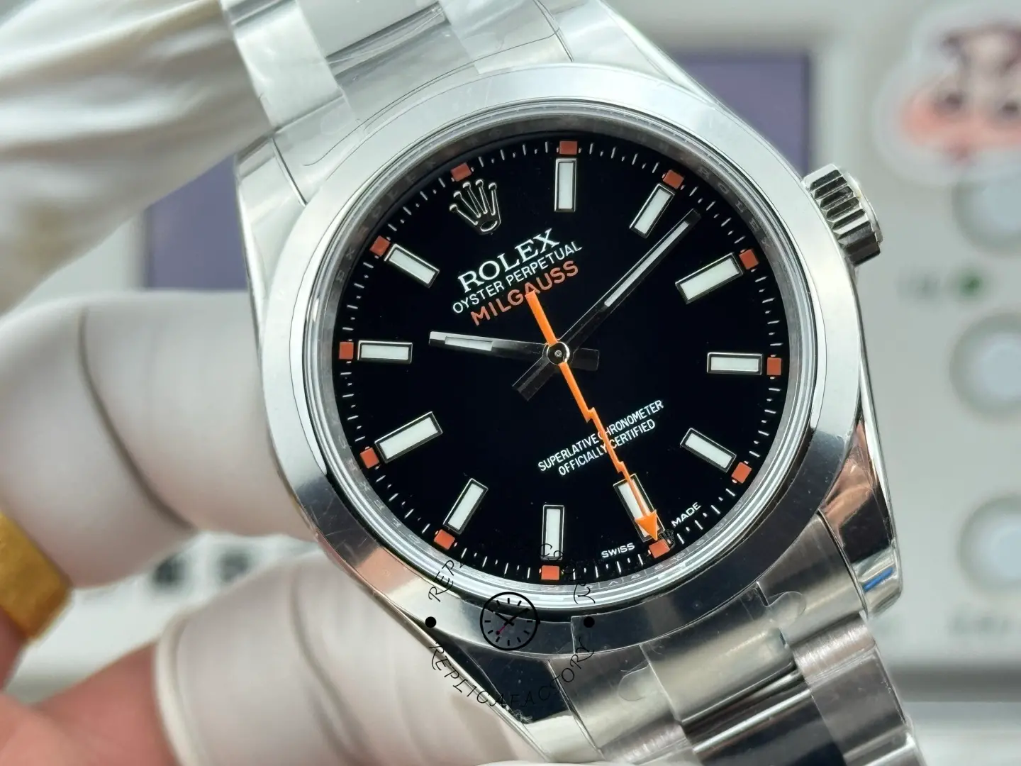 Rolex Milgauss 116400-0001 Stainless Steel Black Dial 40mm Mens Replica Watch