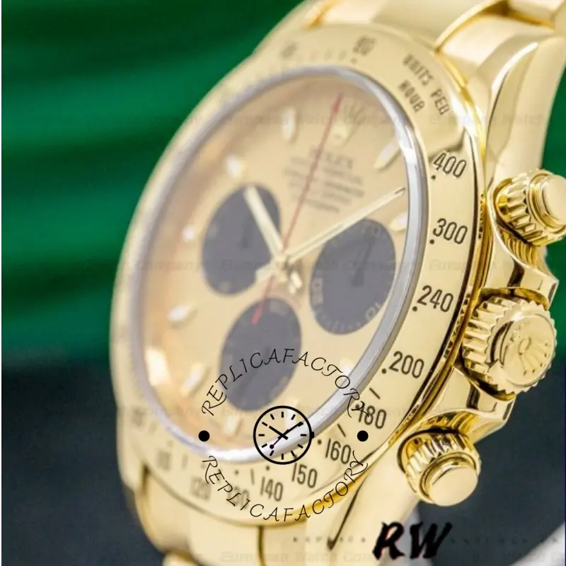 Rolex Daytona 116528 Yellow Gold Champagne Dial 40mm Mens Replica Watch