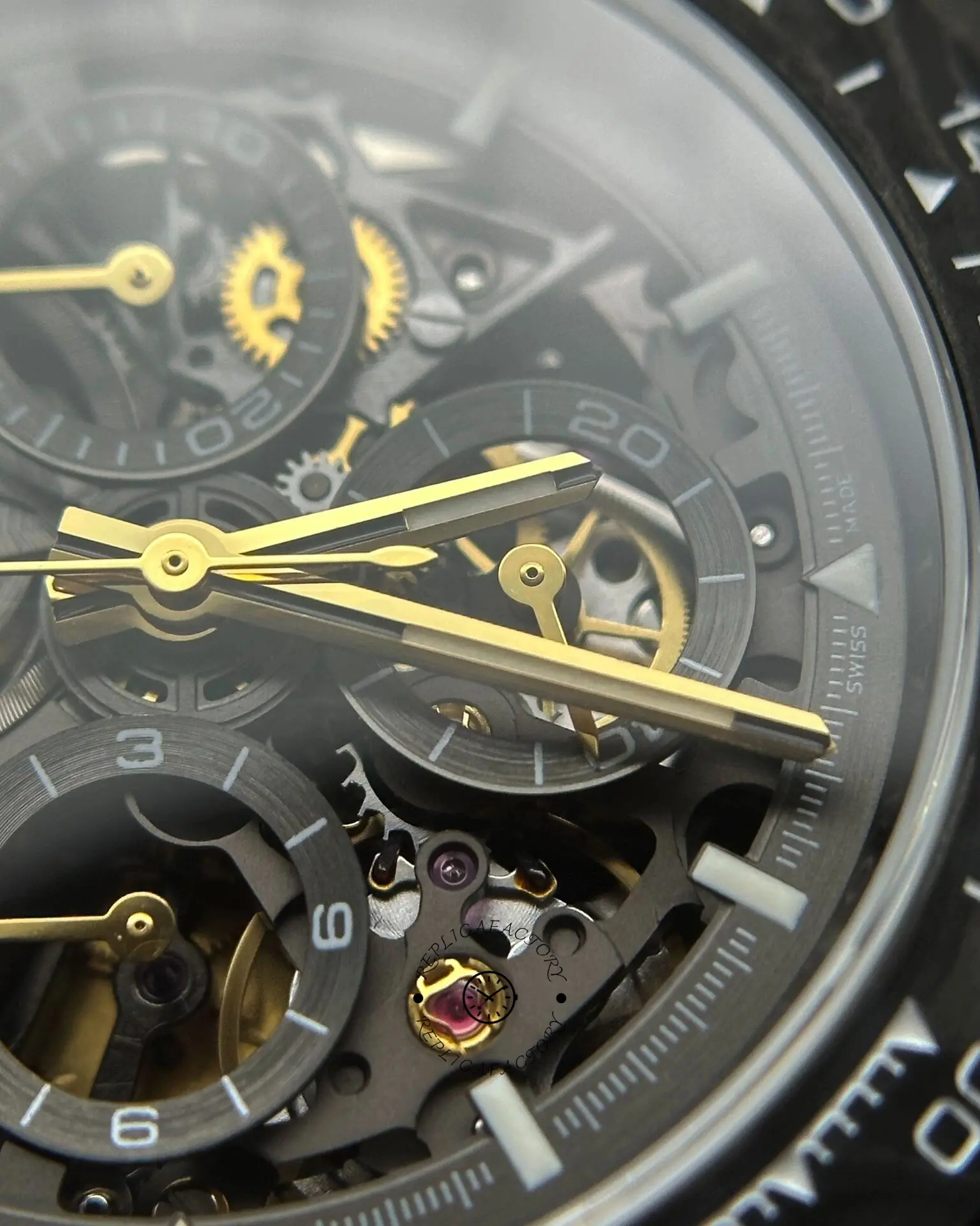 Rolex Daytona DIW Carbon Fiber Skeleton Black Replica Watch