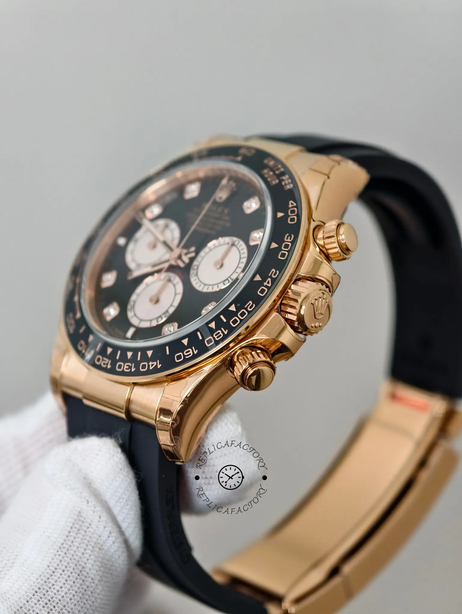 Rolex Daytona Everose Rubber 126515LN 0004 Black Dial Diamond Watch