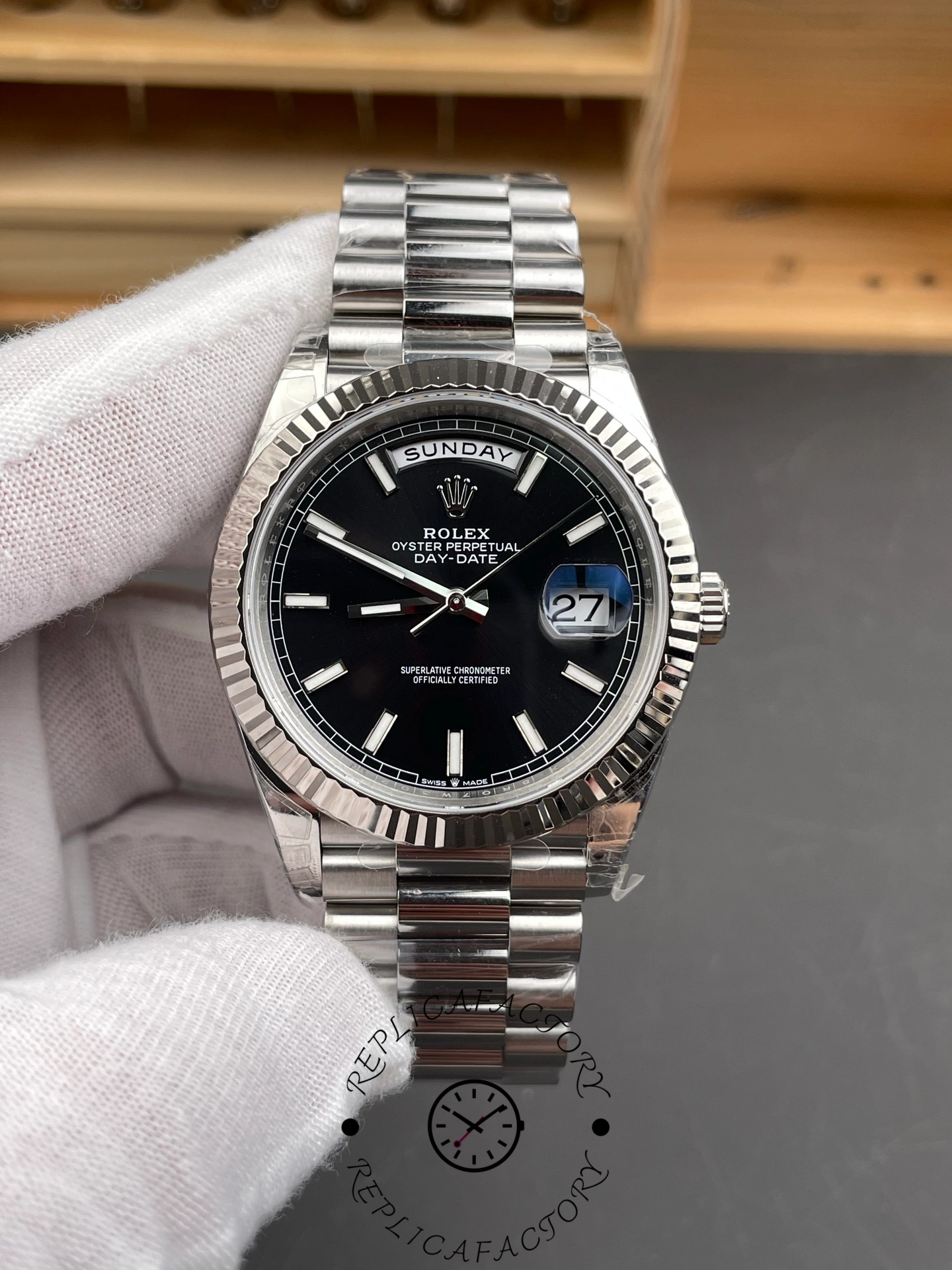Rolex Day Date 40 Platinum Black Dial M228236 0003 Men's Watch