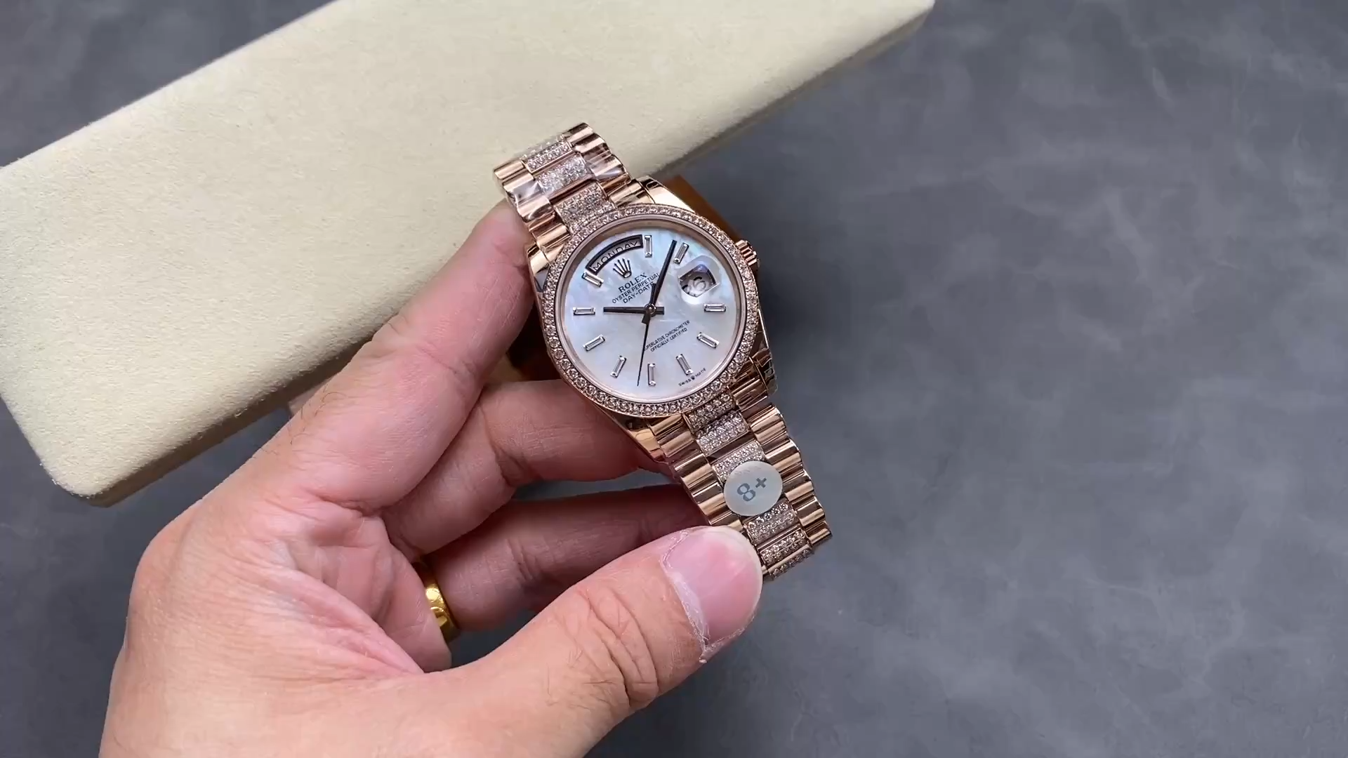 Rolex Day-Date 36 Everose Gold 128345RBR-0078 MOP Dial 1:1 Clone