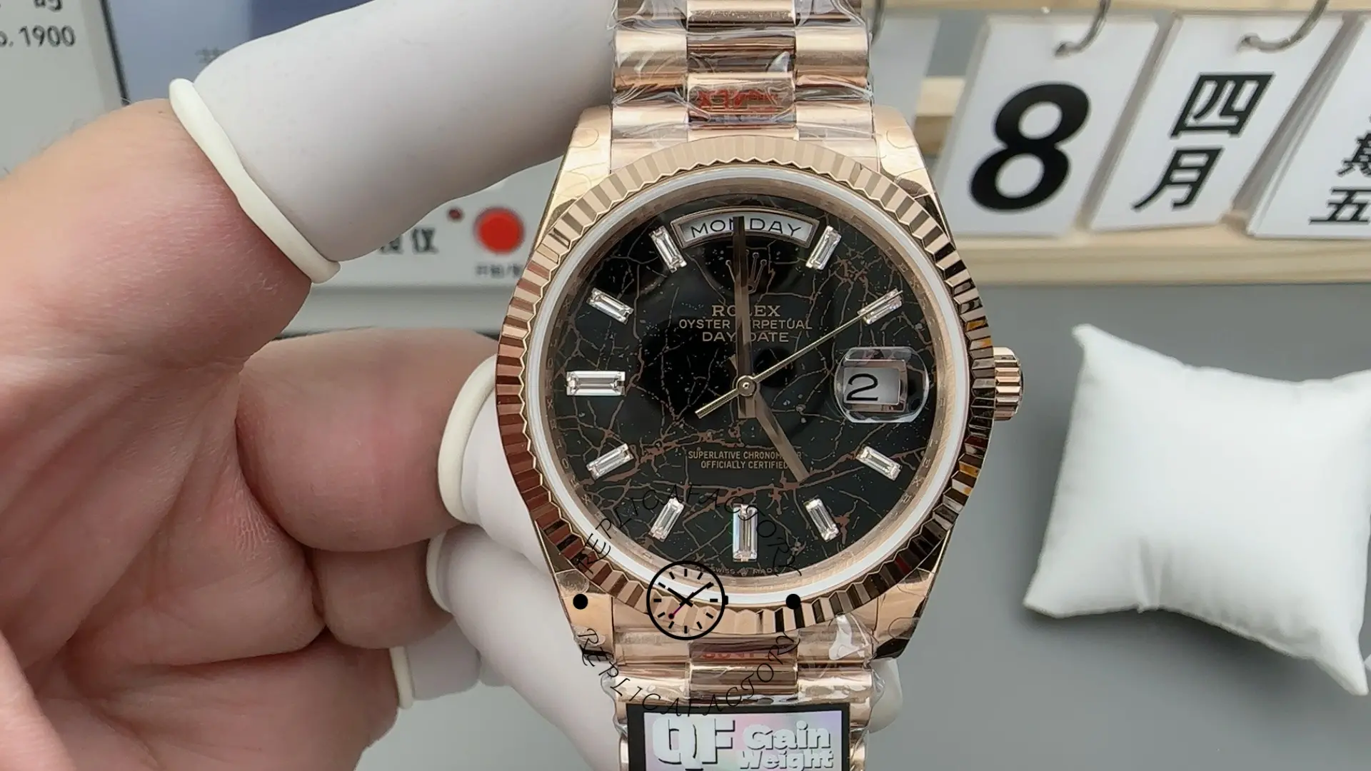 Rolex Day Date 40 Eisenkiesel Baguette Automatic Diamond M228235 0045 Mens Watch