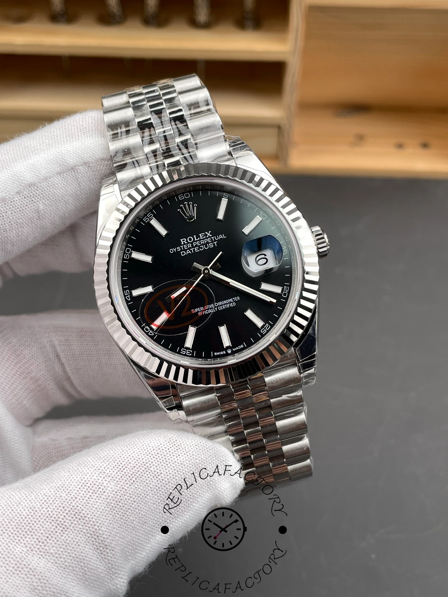 Rolex Datejust 41mm Stainless Steel 126334 0018 Black Index Jubilee