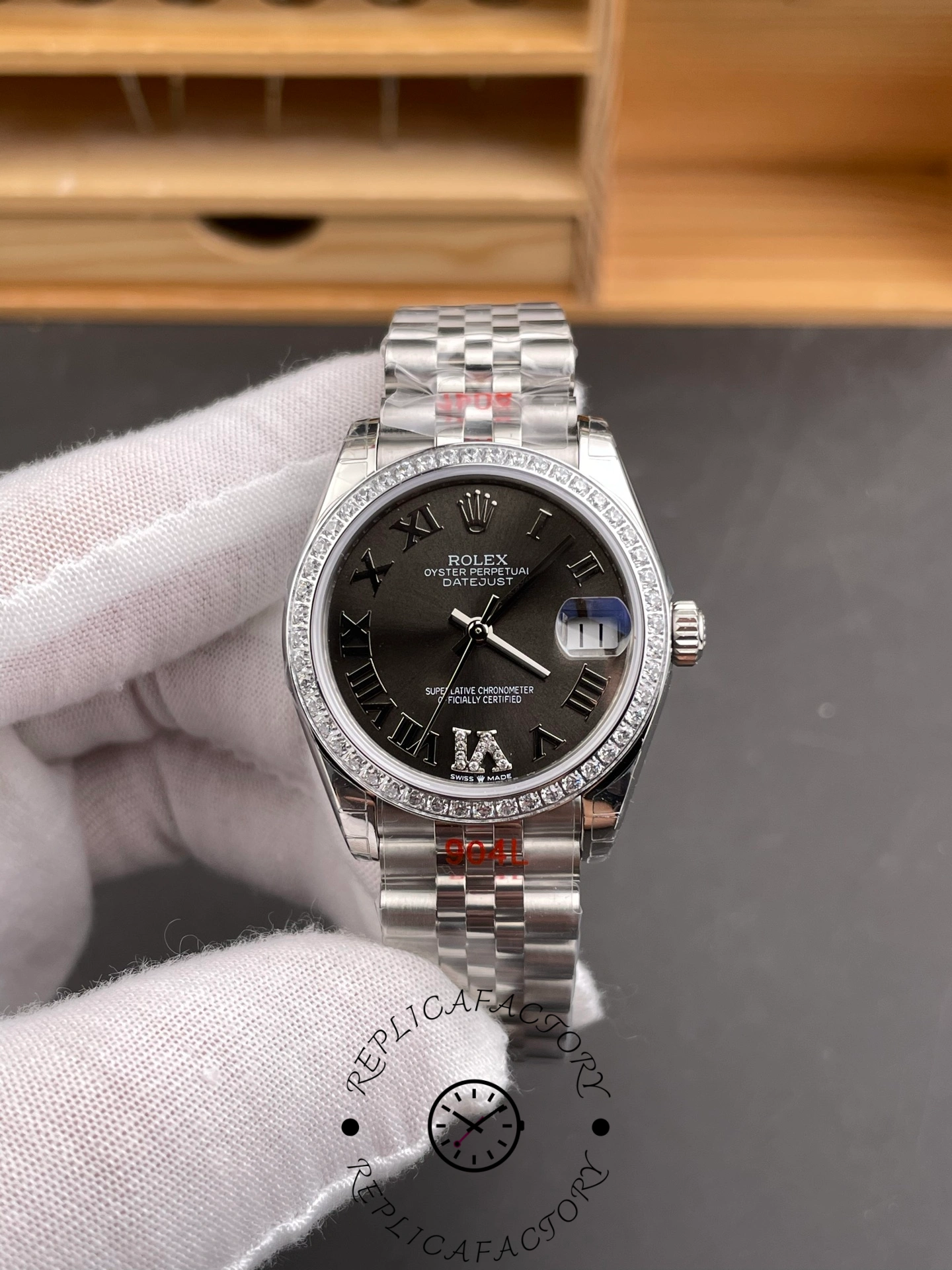 Rolex Lady Datejust 31mm Roman Black Dial 278384RBR 0002