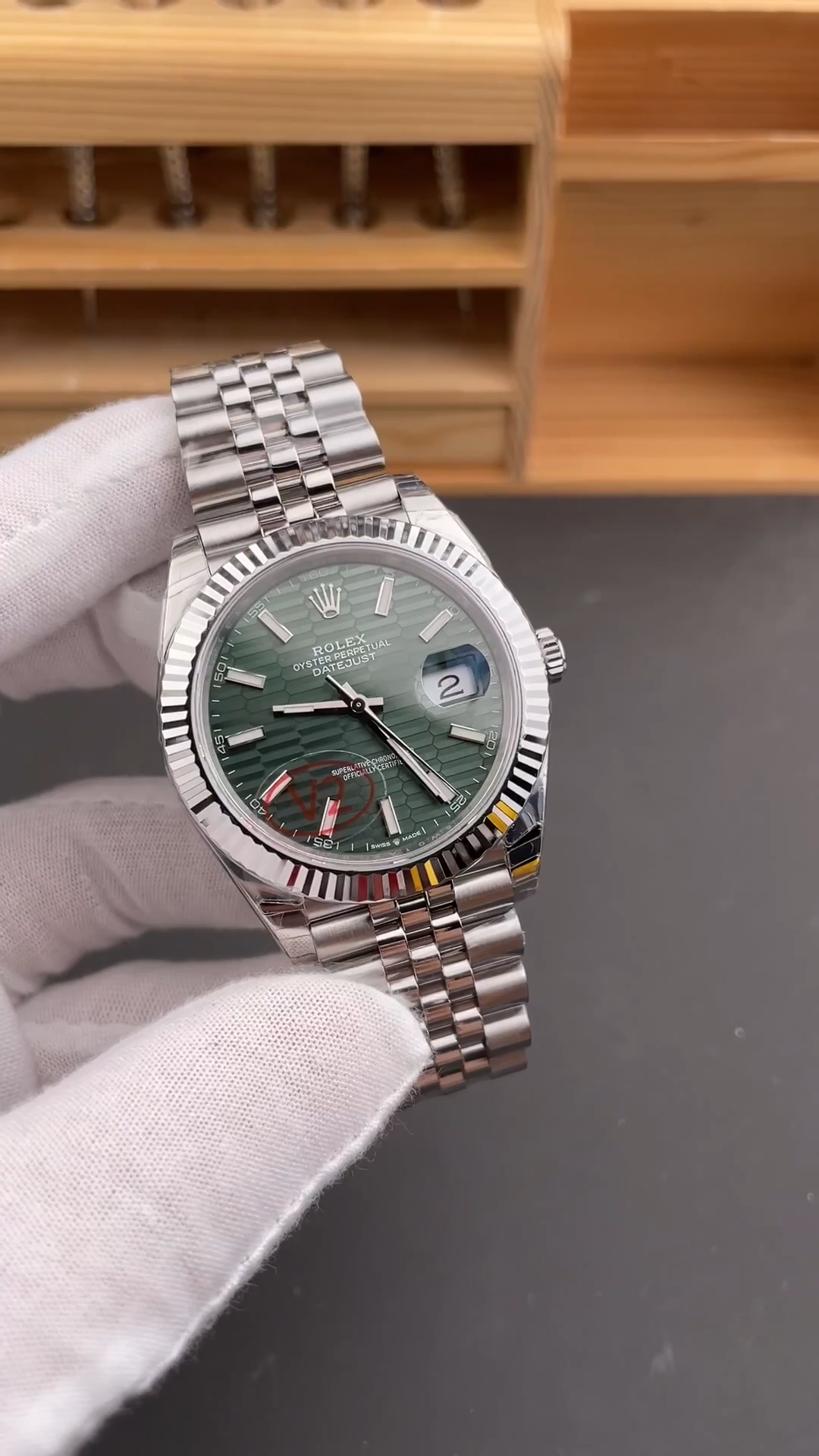 Rolex Datejust 41mm Stainless Steel 126334 0030 Mint Green Dial Fluted Jubilee