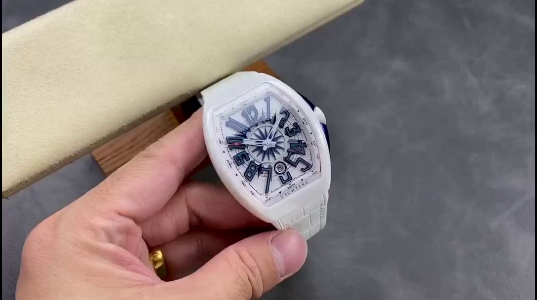 Swiss Franck Muller Framulan V45 White Ceramic Yacht Model Blue Number - WatchesReplica.is