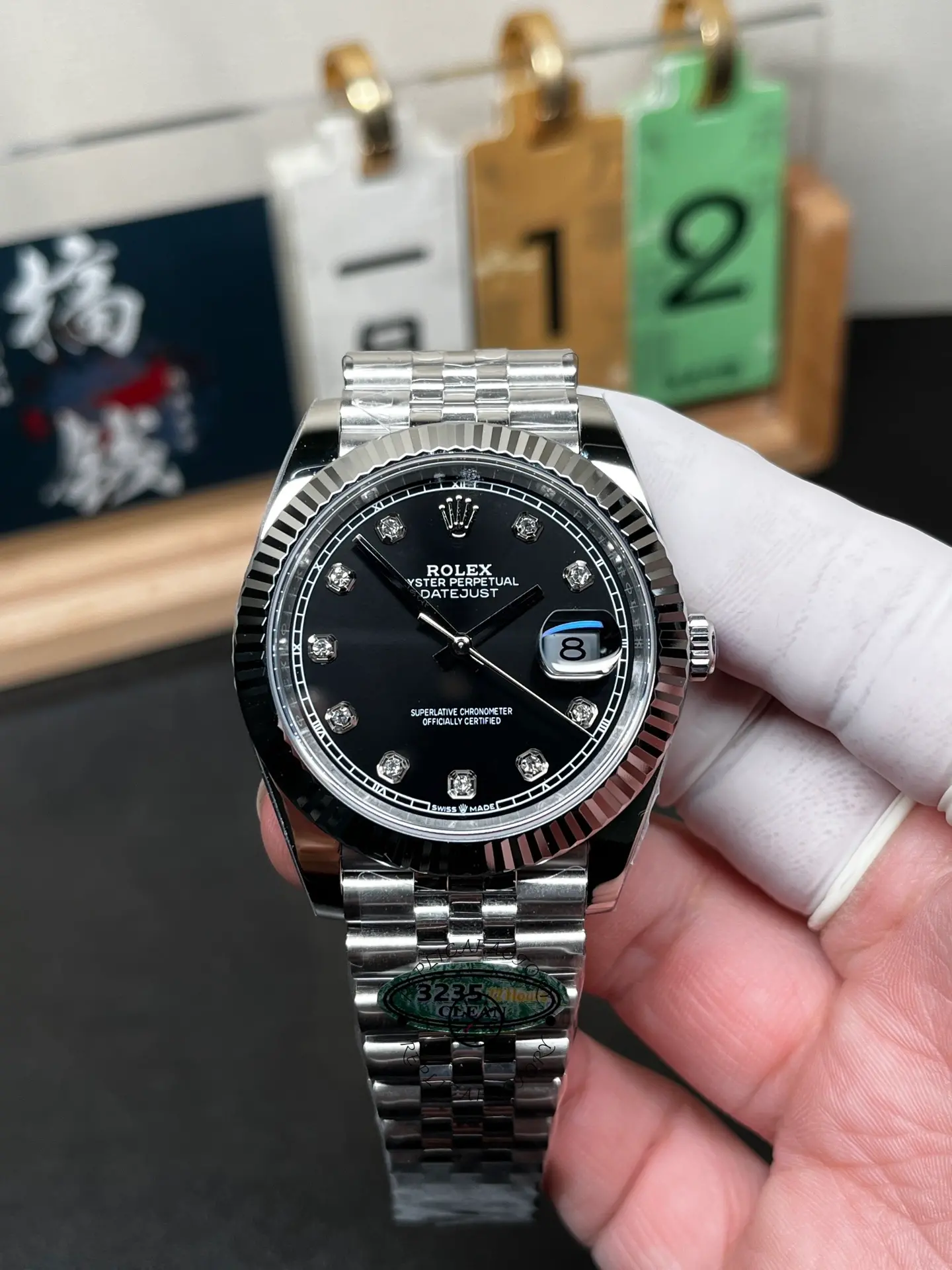 Rolex Datejust 41mm Black Diamond Dial White Rolesor Case m126334 0012 Men's Watch