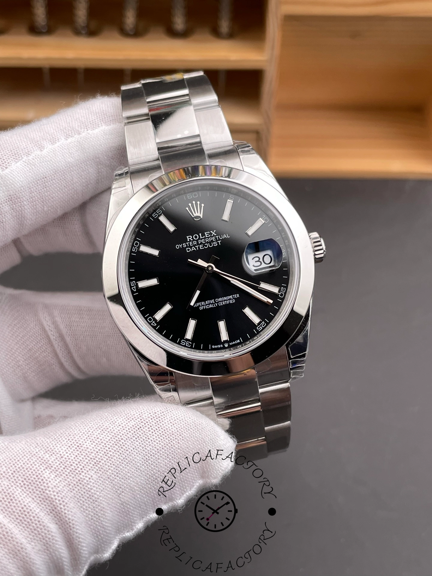 Rolex Datejust 41mm Black Index Oyster Stainless Steel 126300 0011 Men's Watch