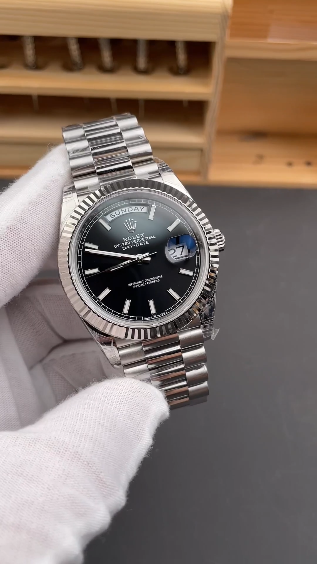 Rolex Day Date 40 Platinum Black Dial M228236 0003 Men's Watch