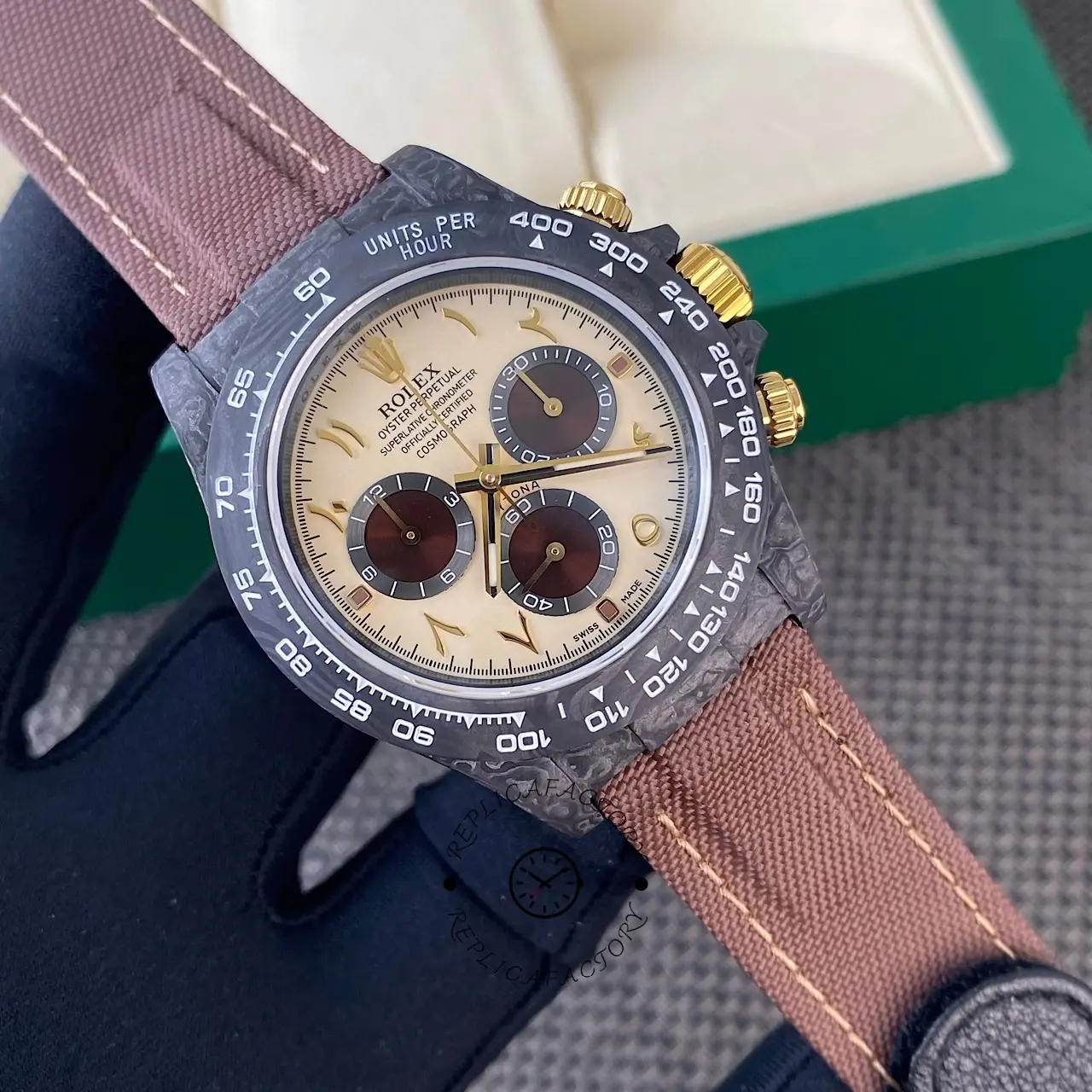 Rolex Daytona DIW Desert Eagle Arabic Carbon Fiber Customised Cream Dial 40 mm