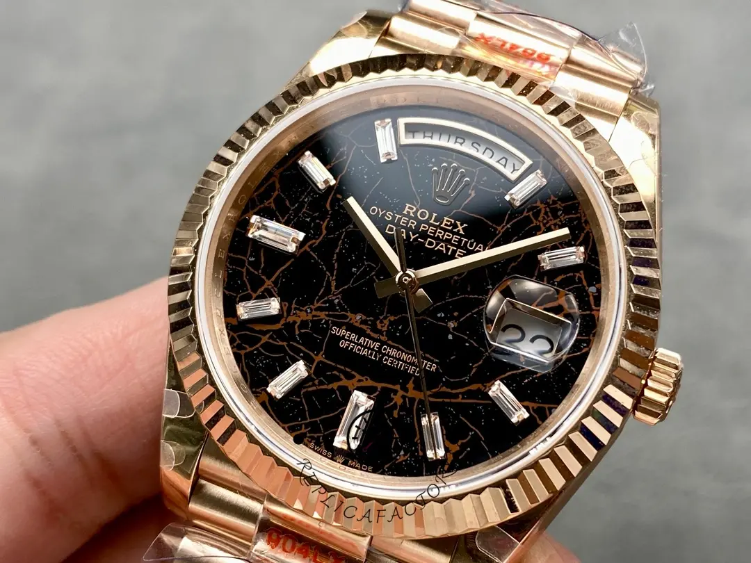 Rolex Day Date 40 Eisenkiesel Baguette Automatic Diamond M228235 0045 Mens Watch