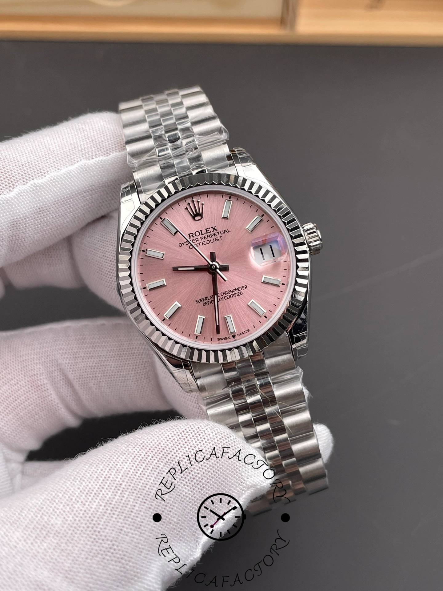 Rolex Datejust 31 Stainless Steel and White Gold Pink Dial M278274 0014 Women's Watch
