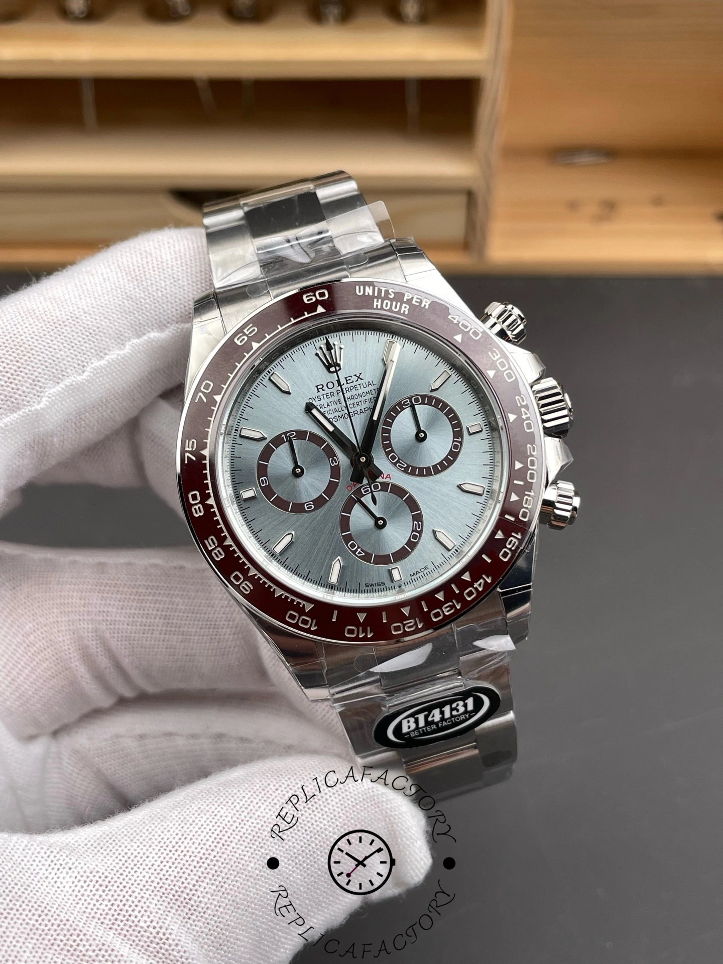 Rolex Platinum Cosmograph Daytona Ice Blue Index Dial Oyster Bracelet 126506 0001
