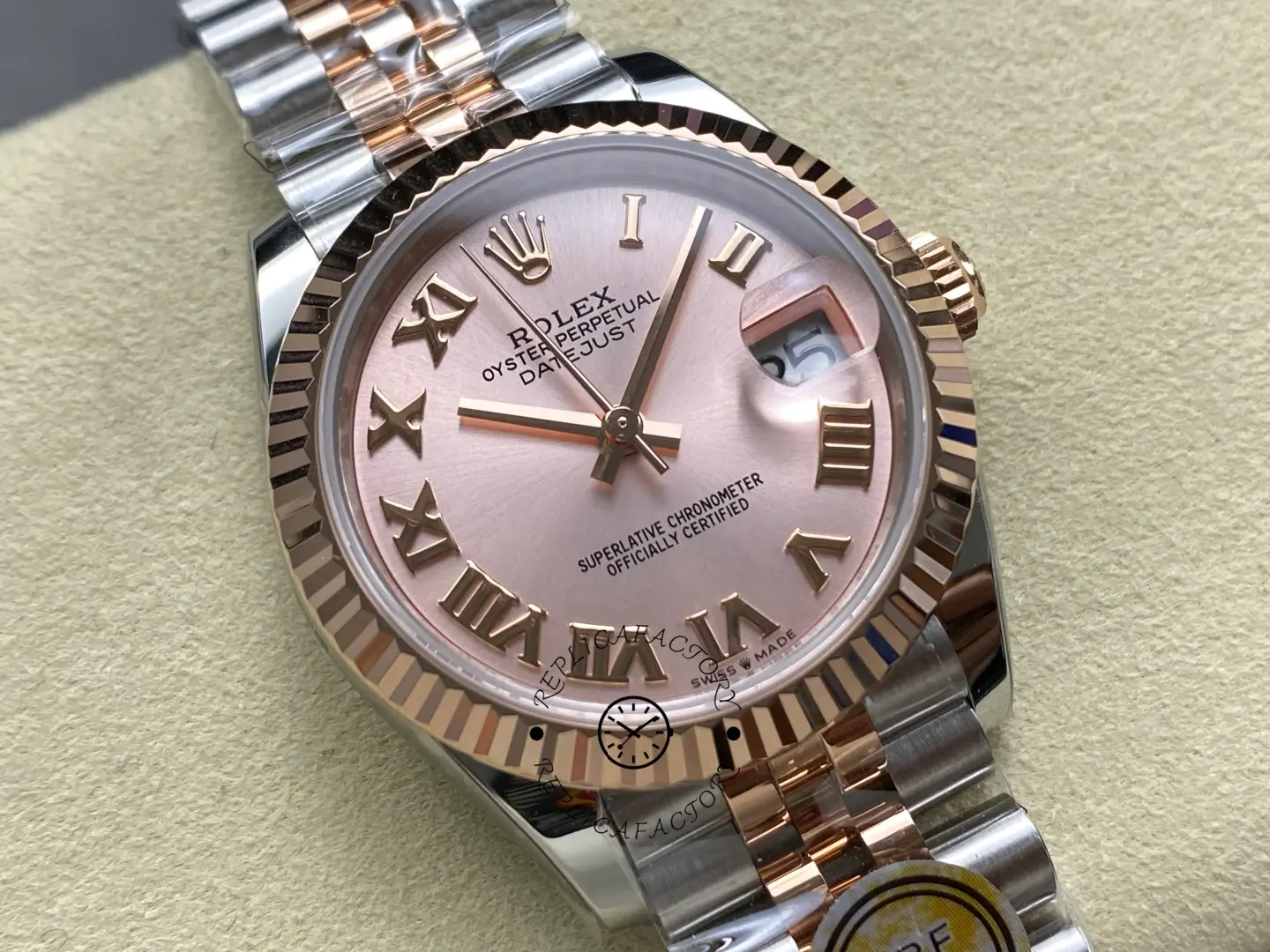 Rolex Datejust 278271 Sun Dust Roman Dial Two Tone Rose Gold Fluted Bezel Jubilee